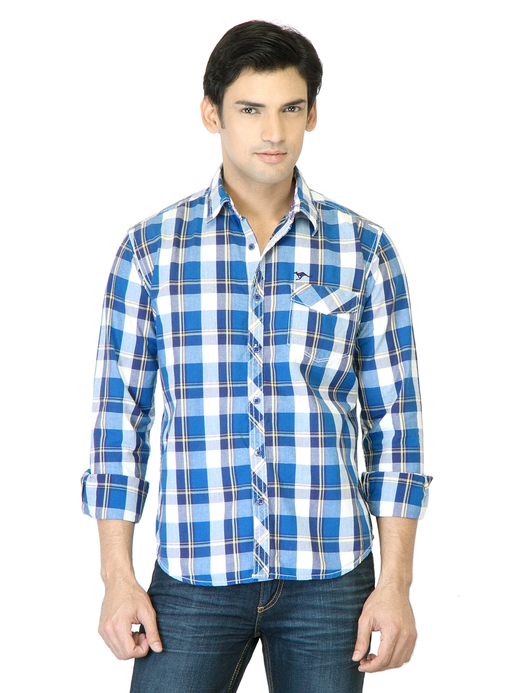 Highlander Men Blue Check Shirt