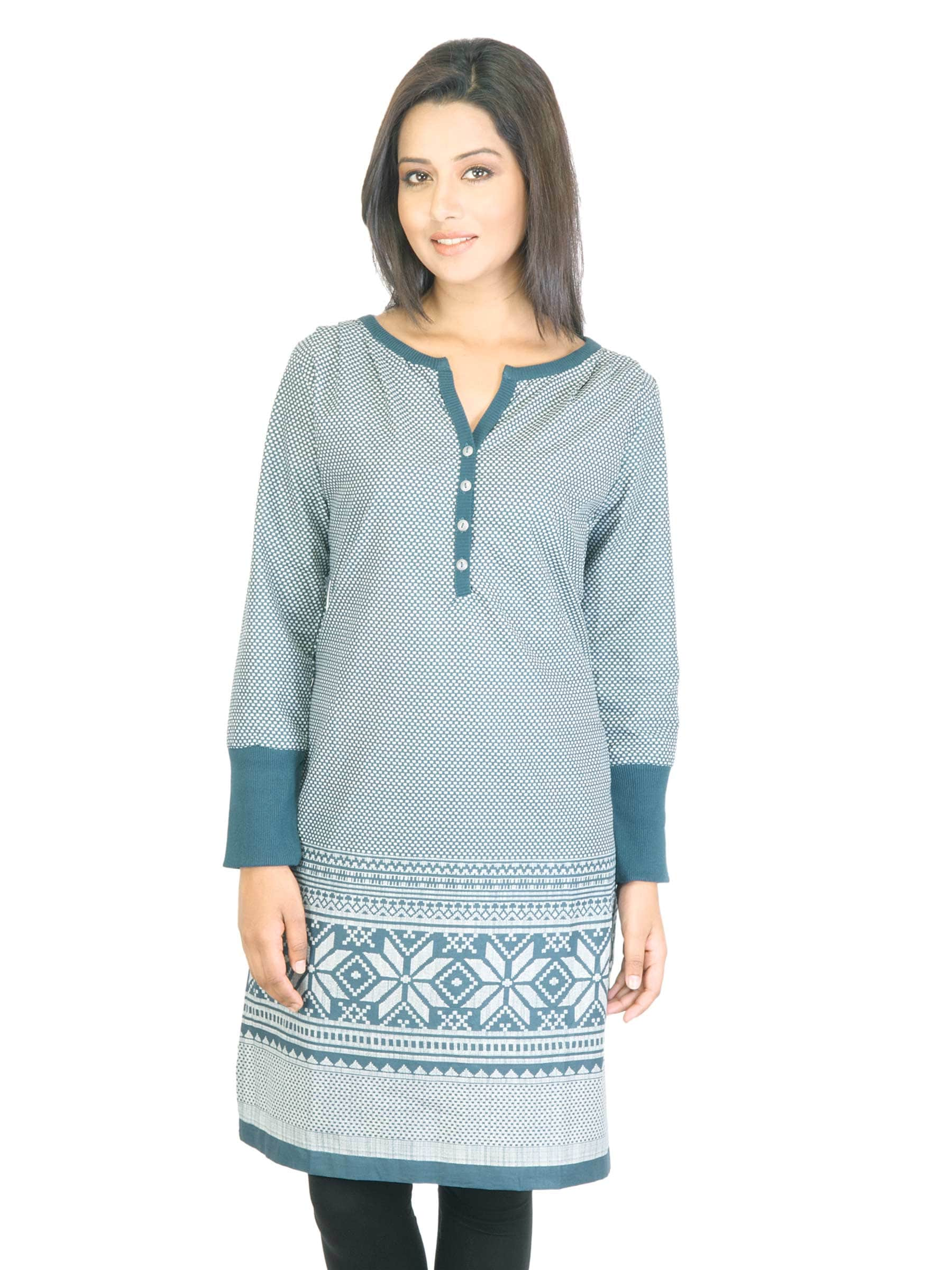 W Women Blue Printed Kurta