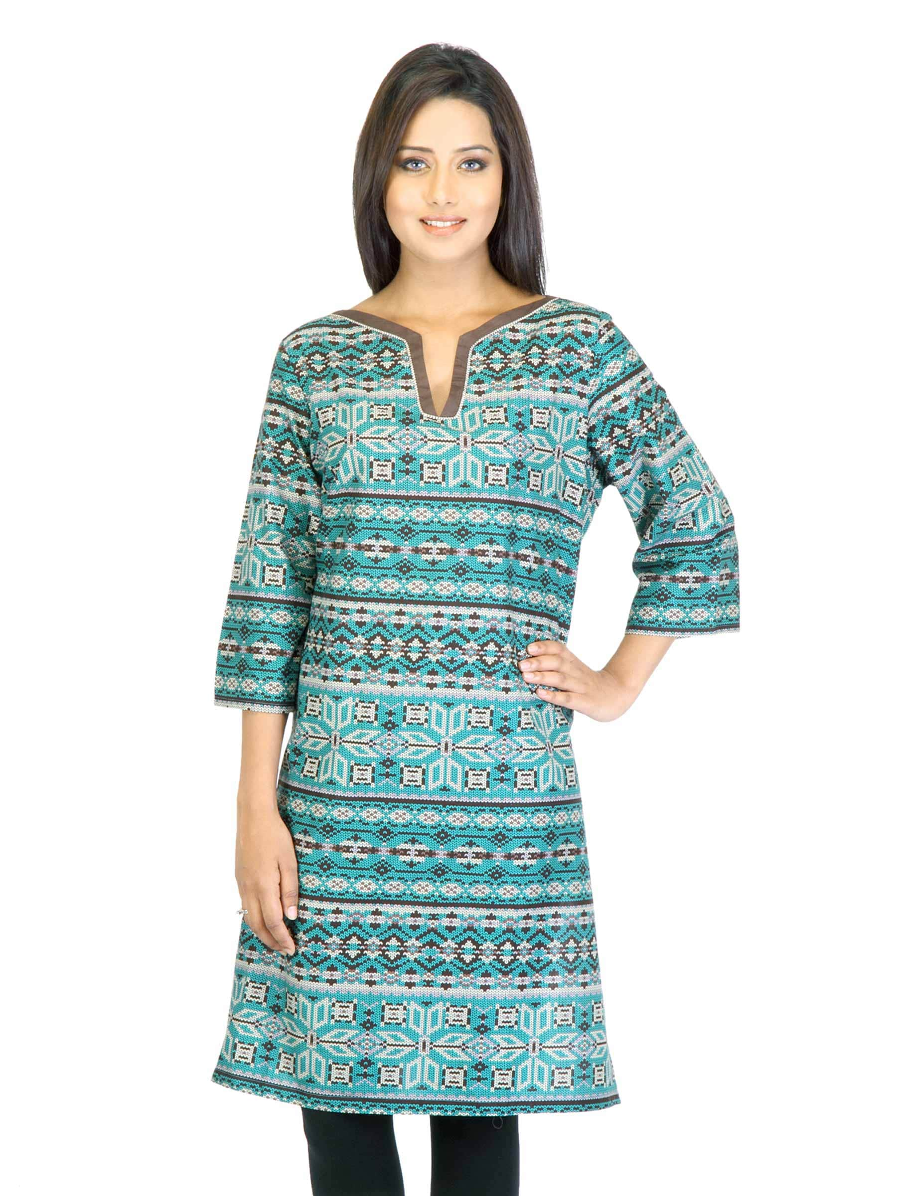 W Women Green Printed Kurta