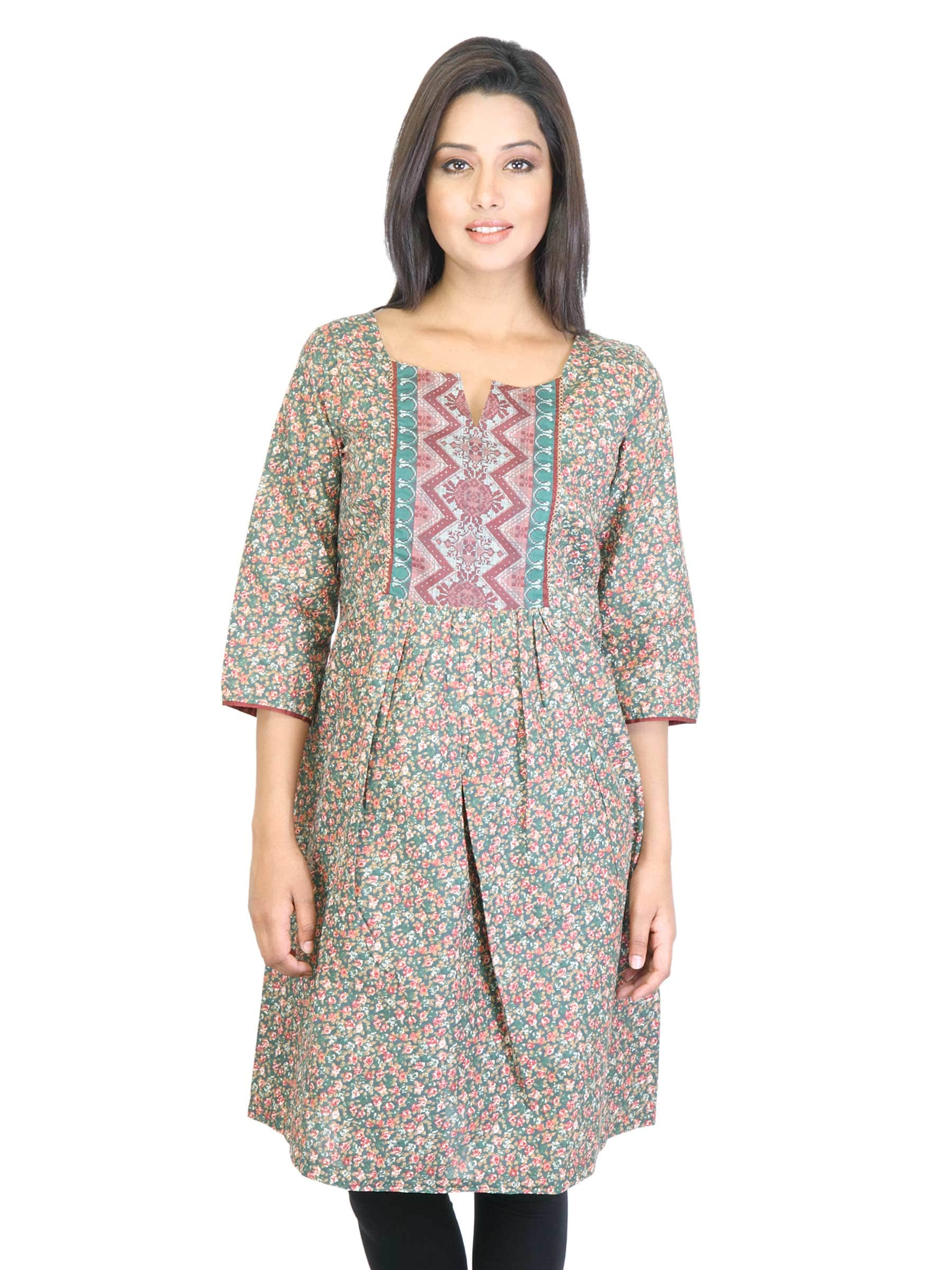 W Women Green Printed Kurta