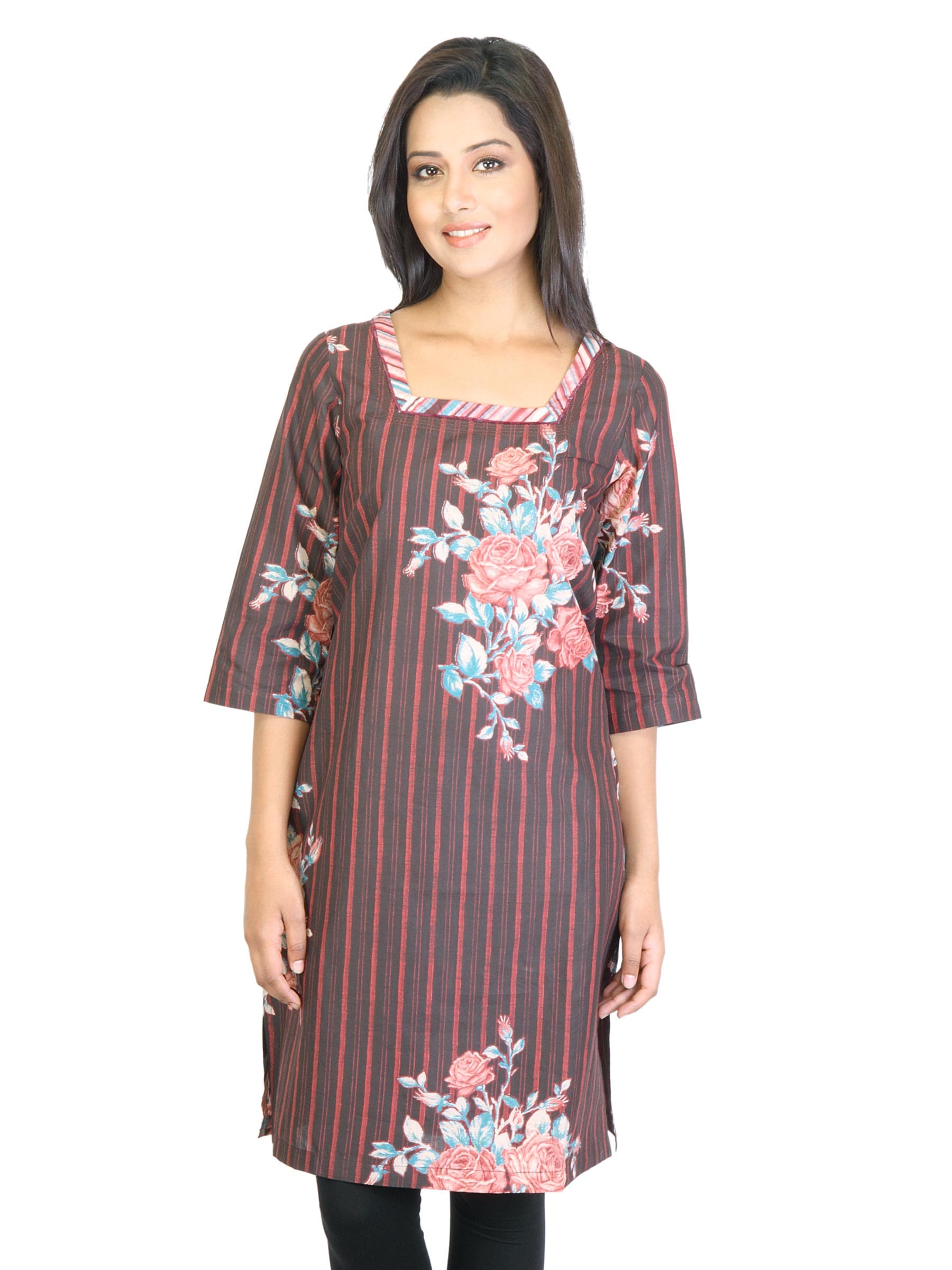 W Women Brown Printed Kurta