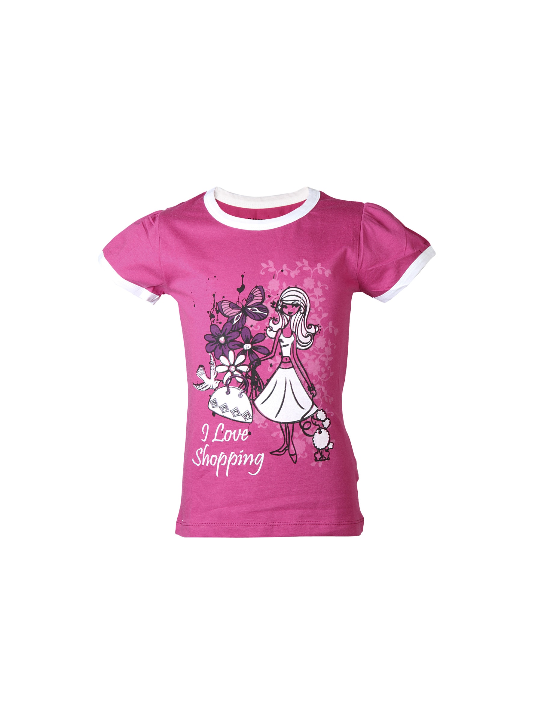 Doodle Kids Girls Pink I love Shopping Top