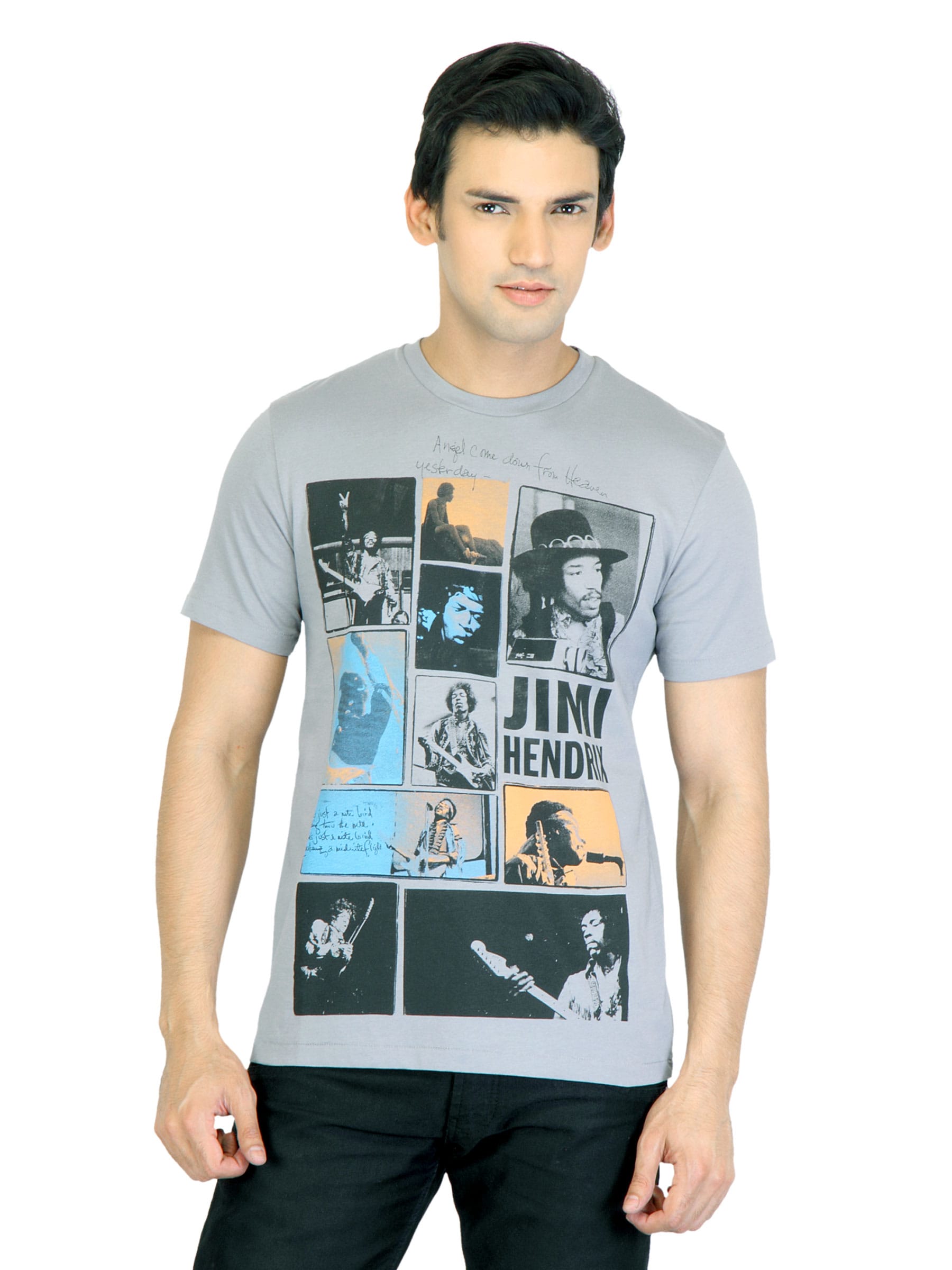 Music Men Grey Printed T-shirt