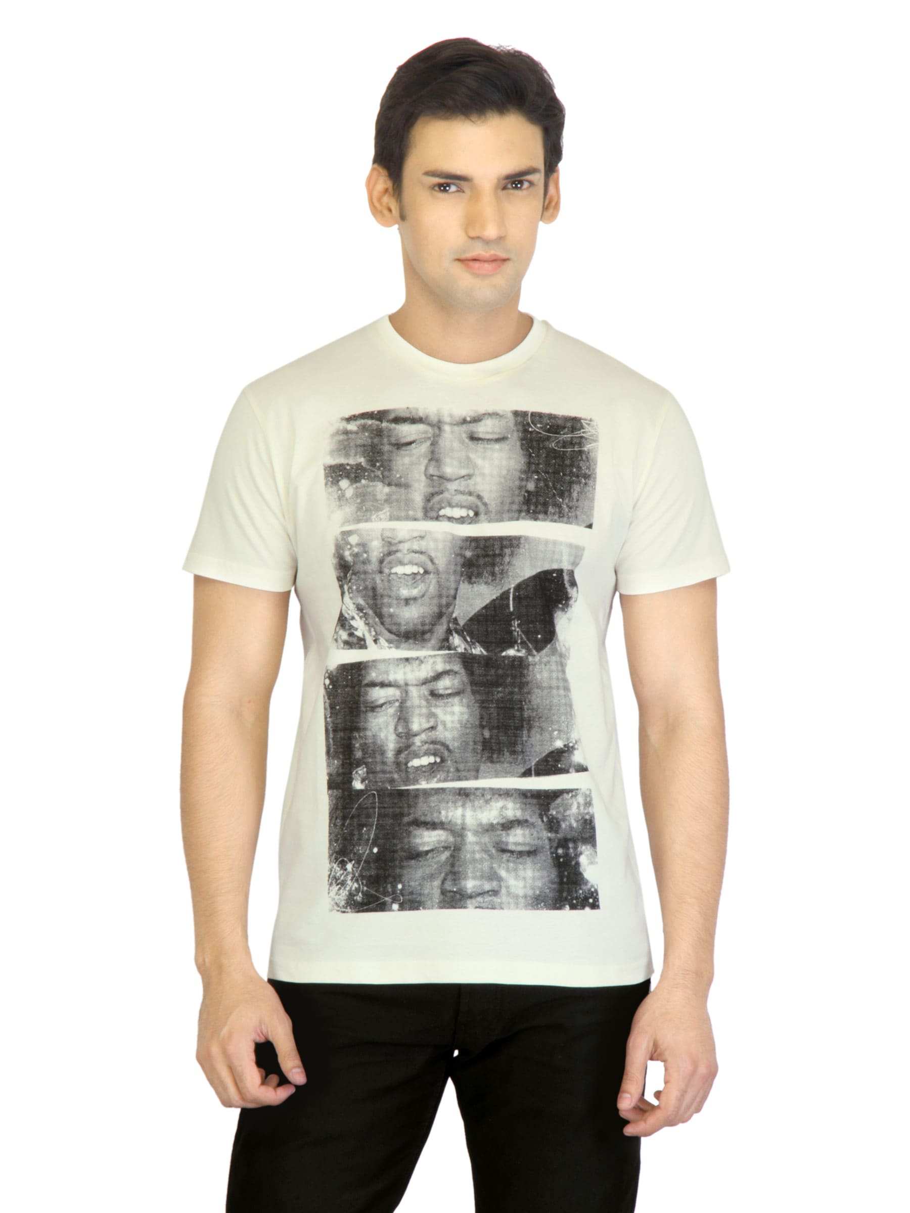 Music Men Off White Printed T-shirt