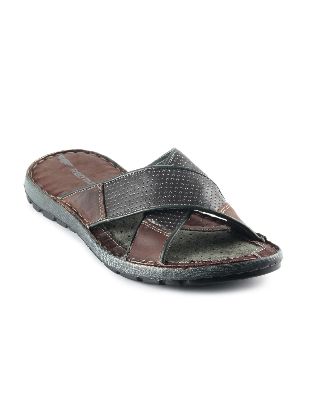Red Tape Men Cross Band Brown Sandals