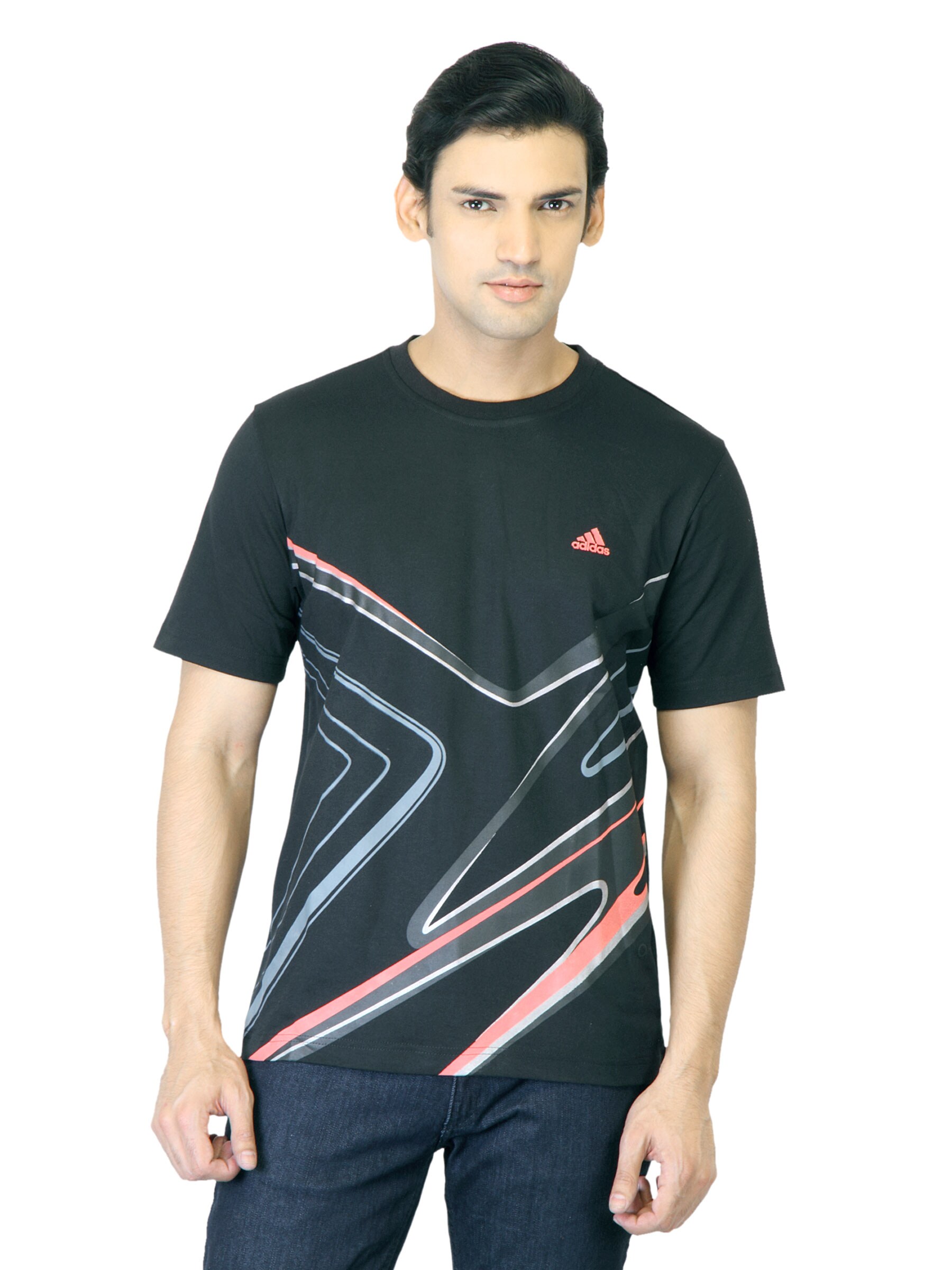 ADIDAS Men Black Printed T-shirt