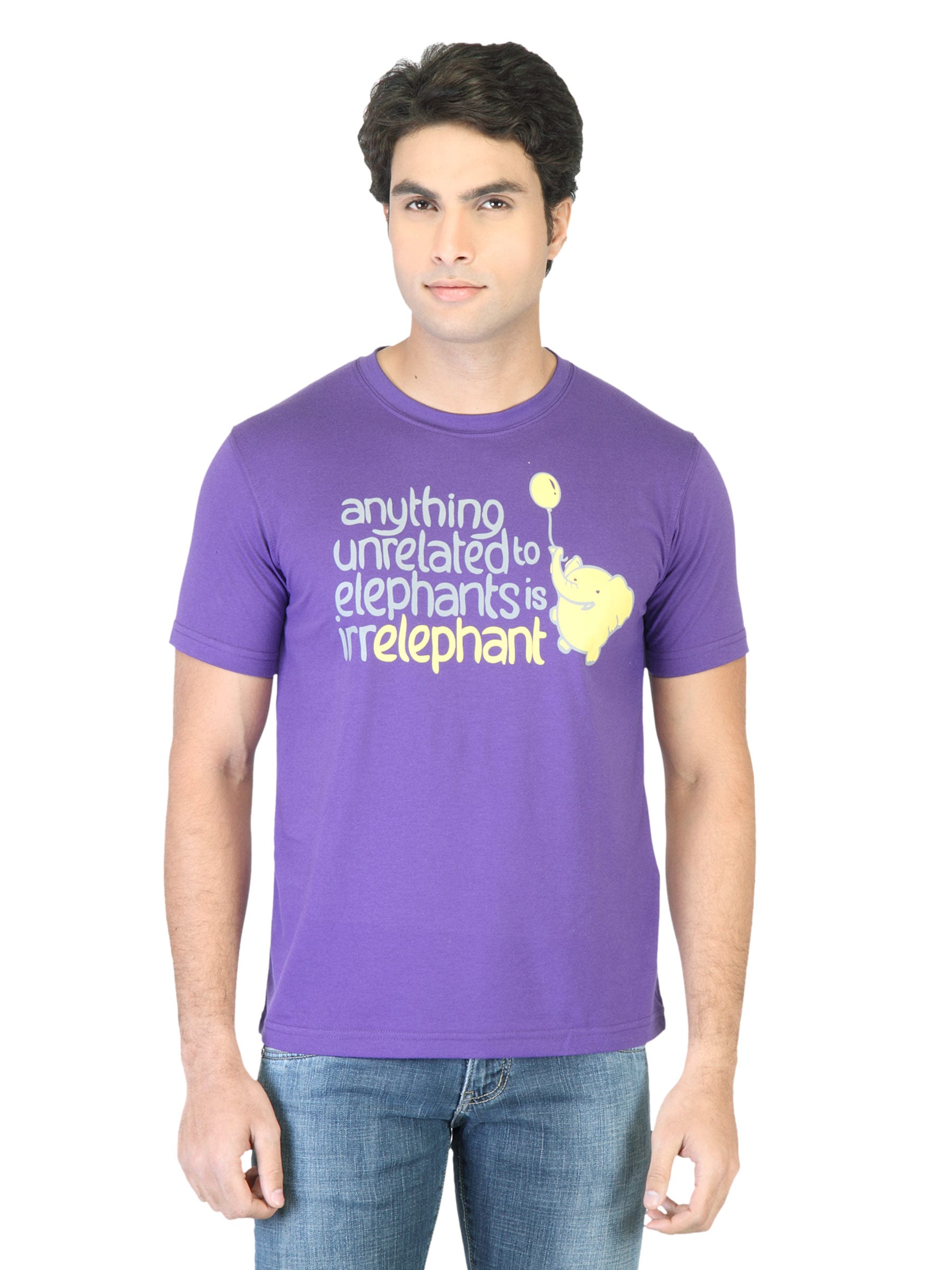 Peter England Men Purple Printed T-shirt