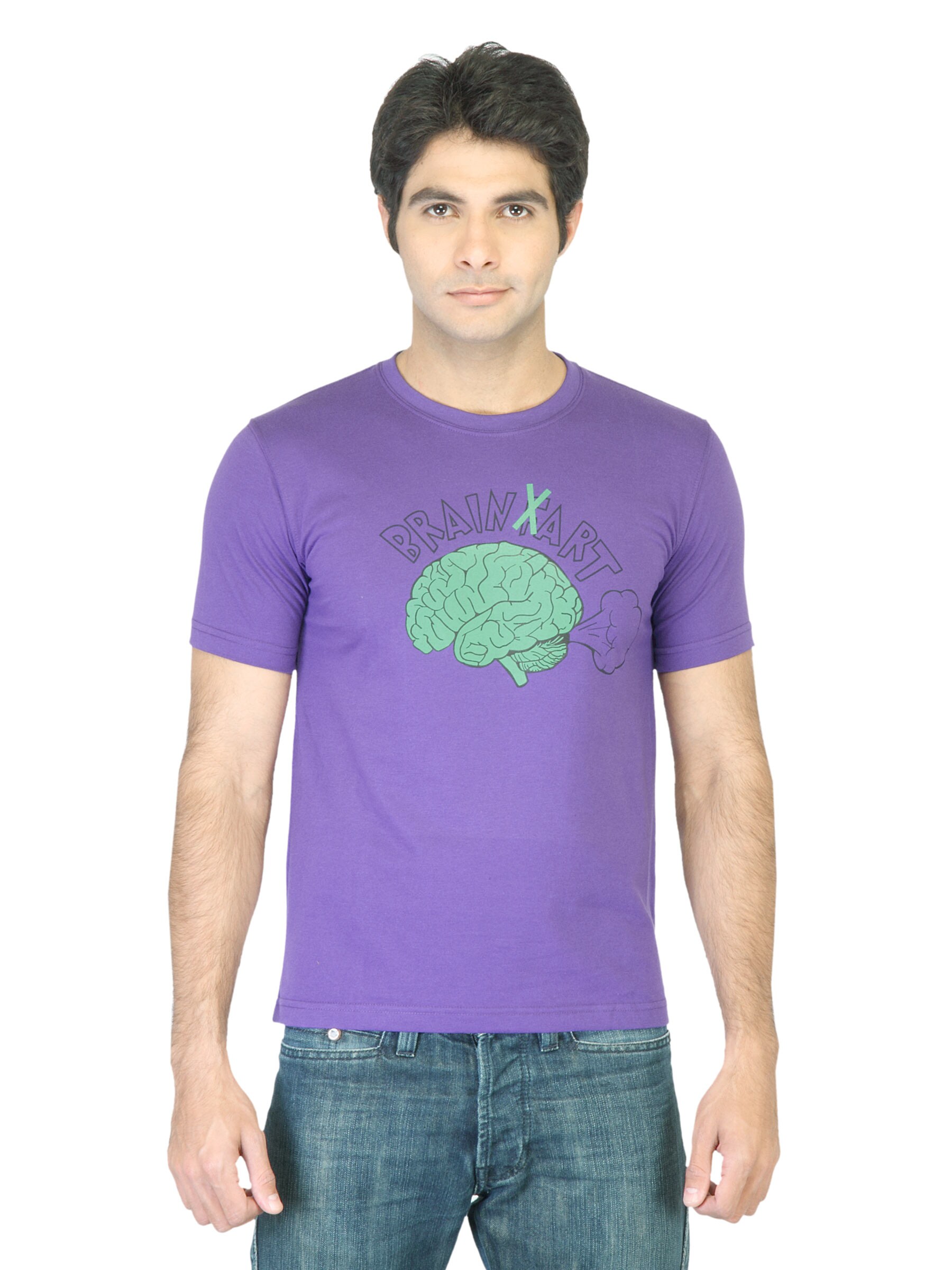 Peter England Men Purple Printed T-shirt