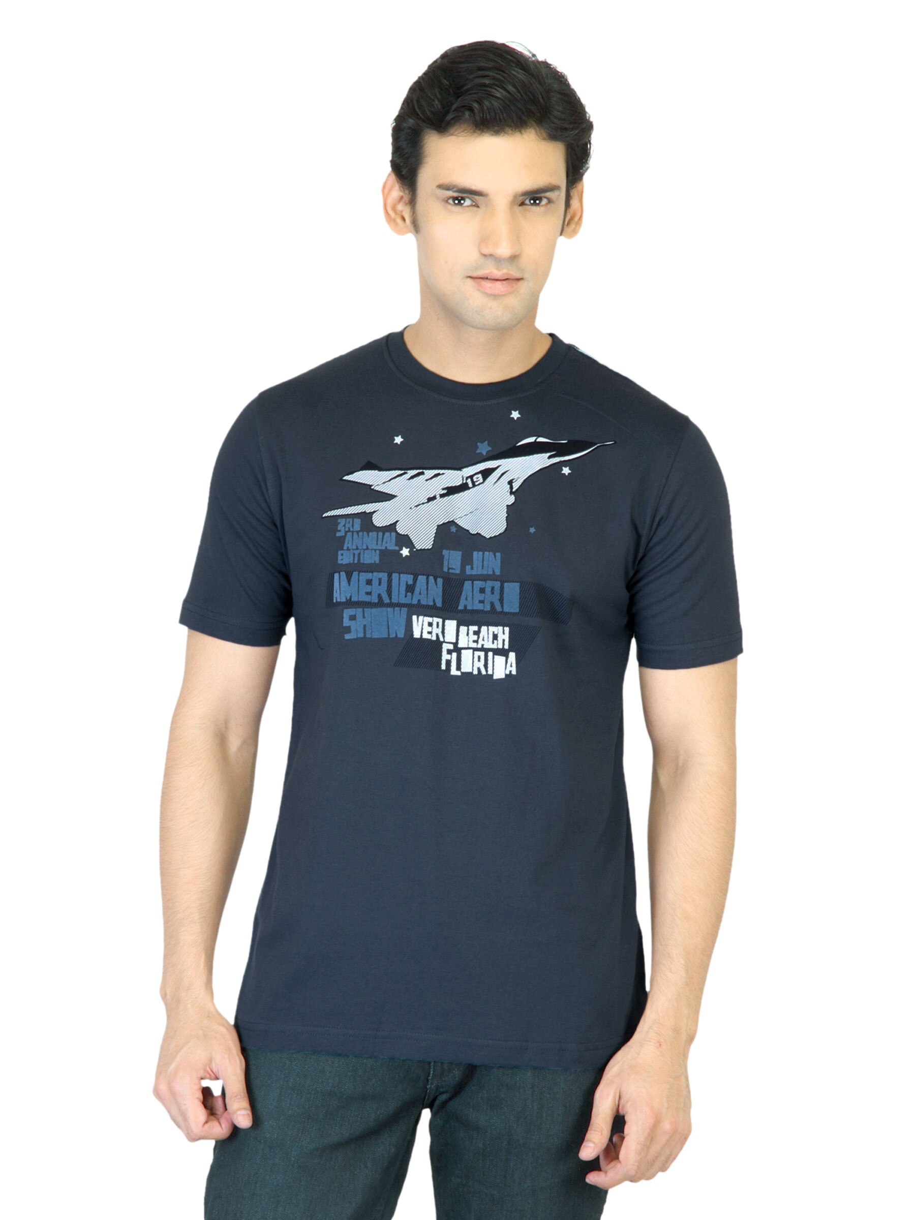 Locomotive Men Navy Blue Printed T-shirt