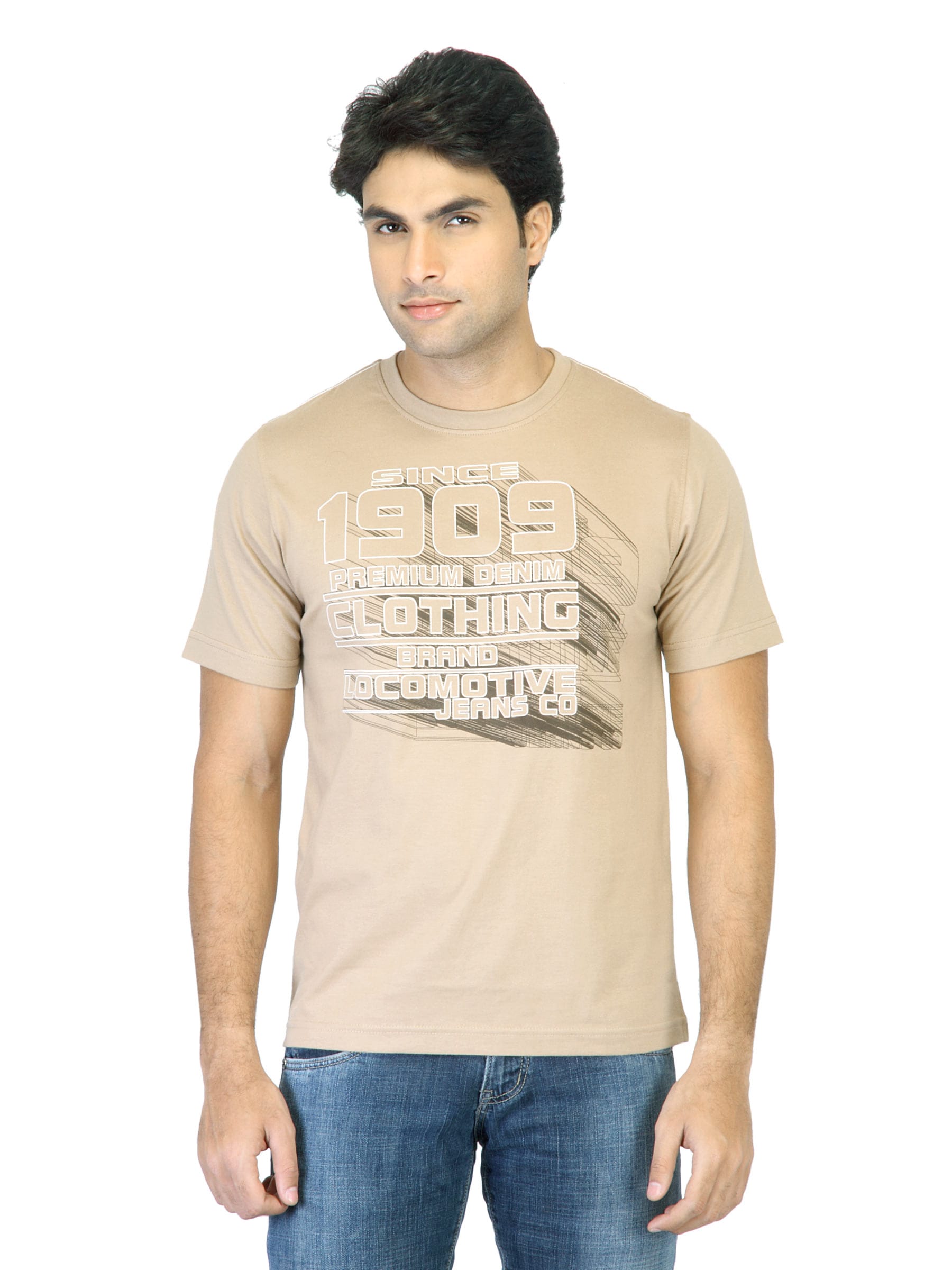 Locomotive Men Printed Beige T-shirt