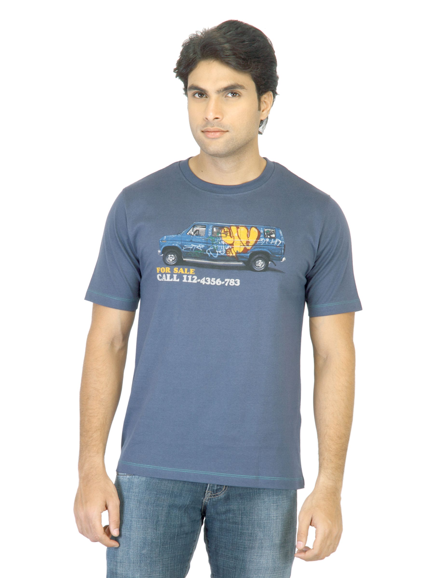 Locomotive Men Printed Blue T-shirt