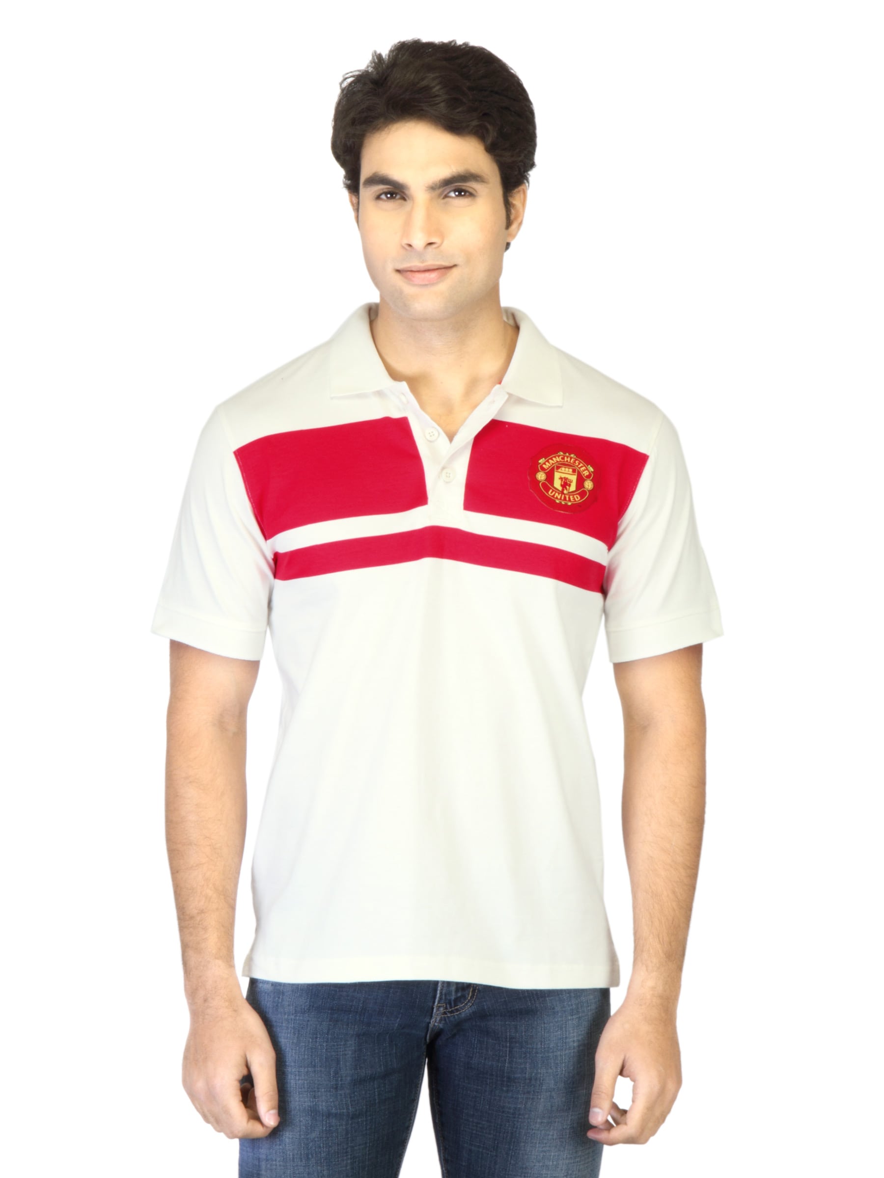 Manchester United Men Red Striped T-shirt