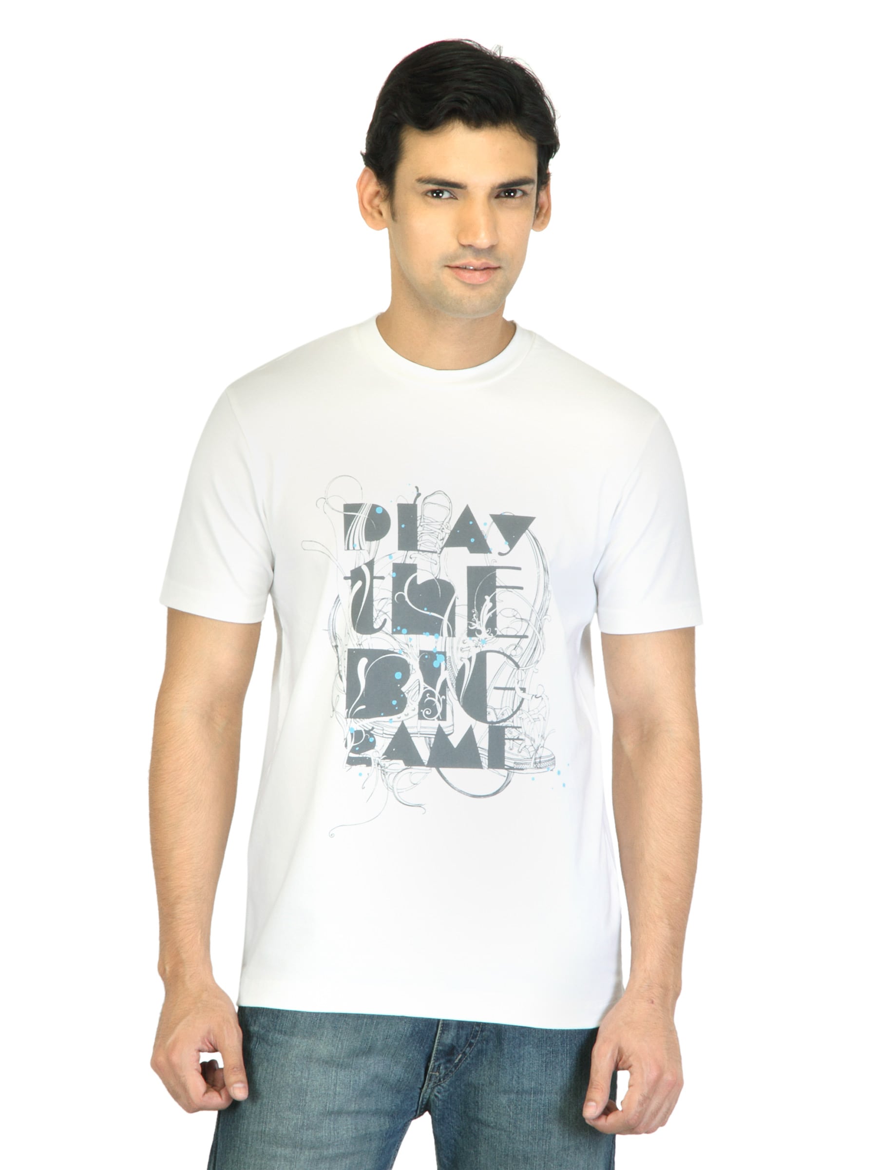 ADIDAS Men Printed White T-shirt