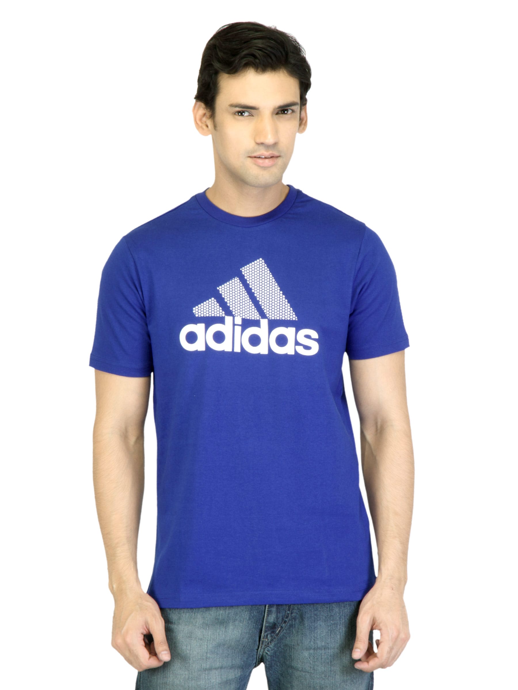 ADIDAS Men Blue Printed T-shirt