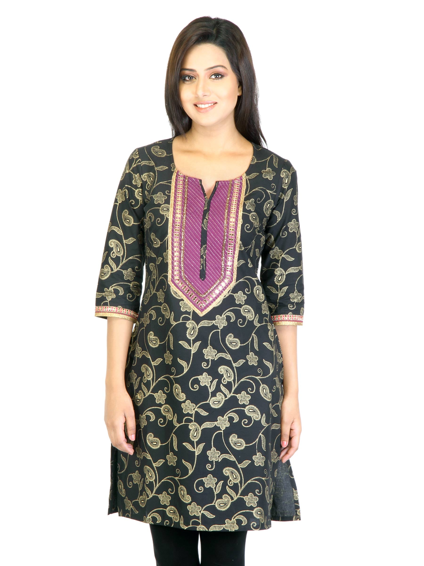 Aurelia Women Black Printed Kurta