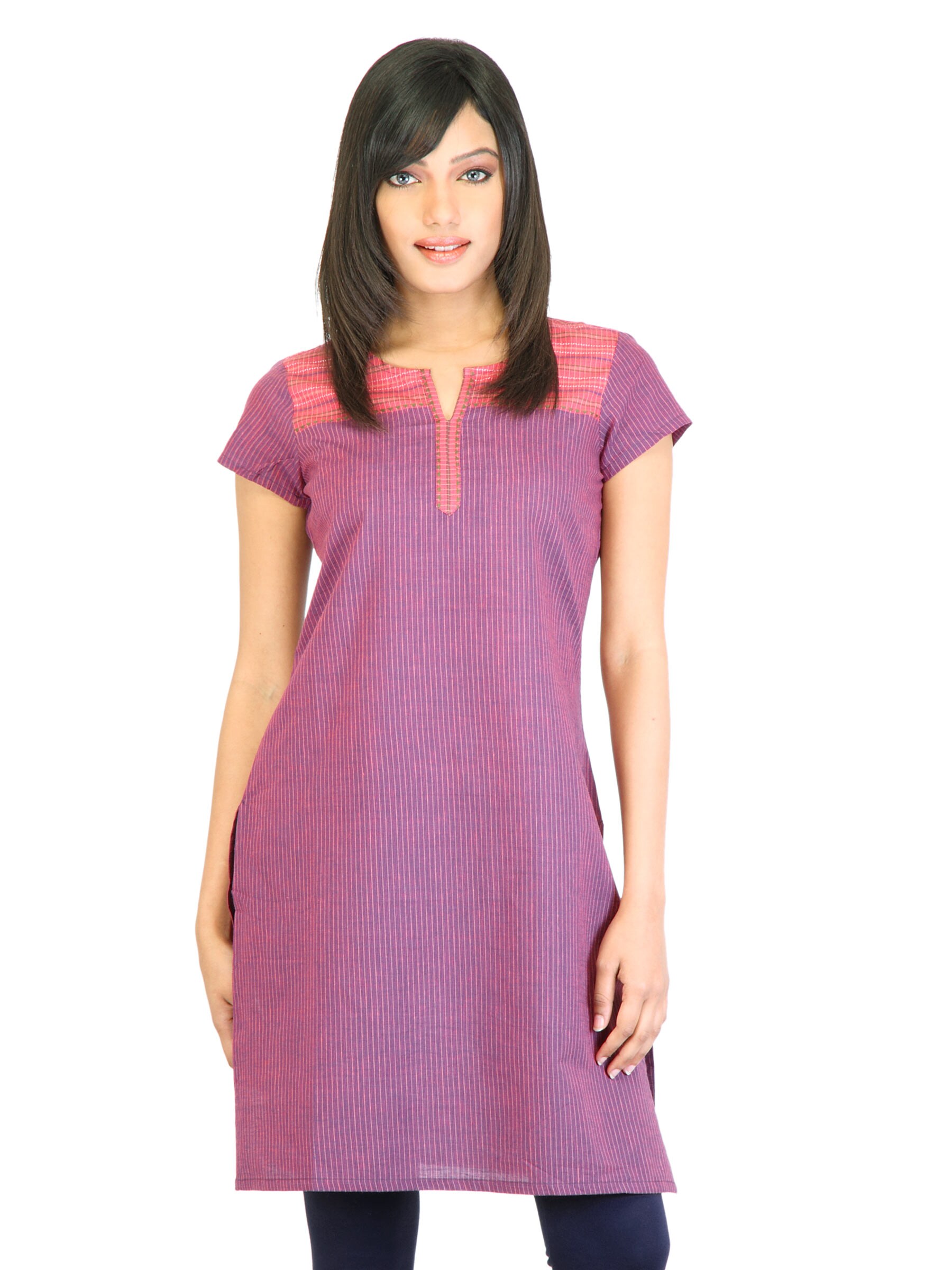 Aurelia Women Purple Striped Kurta