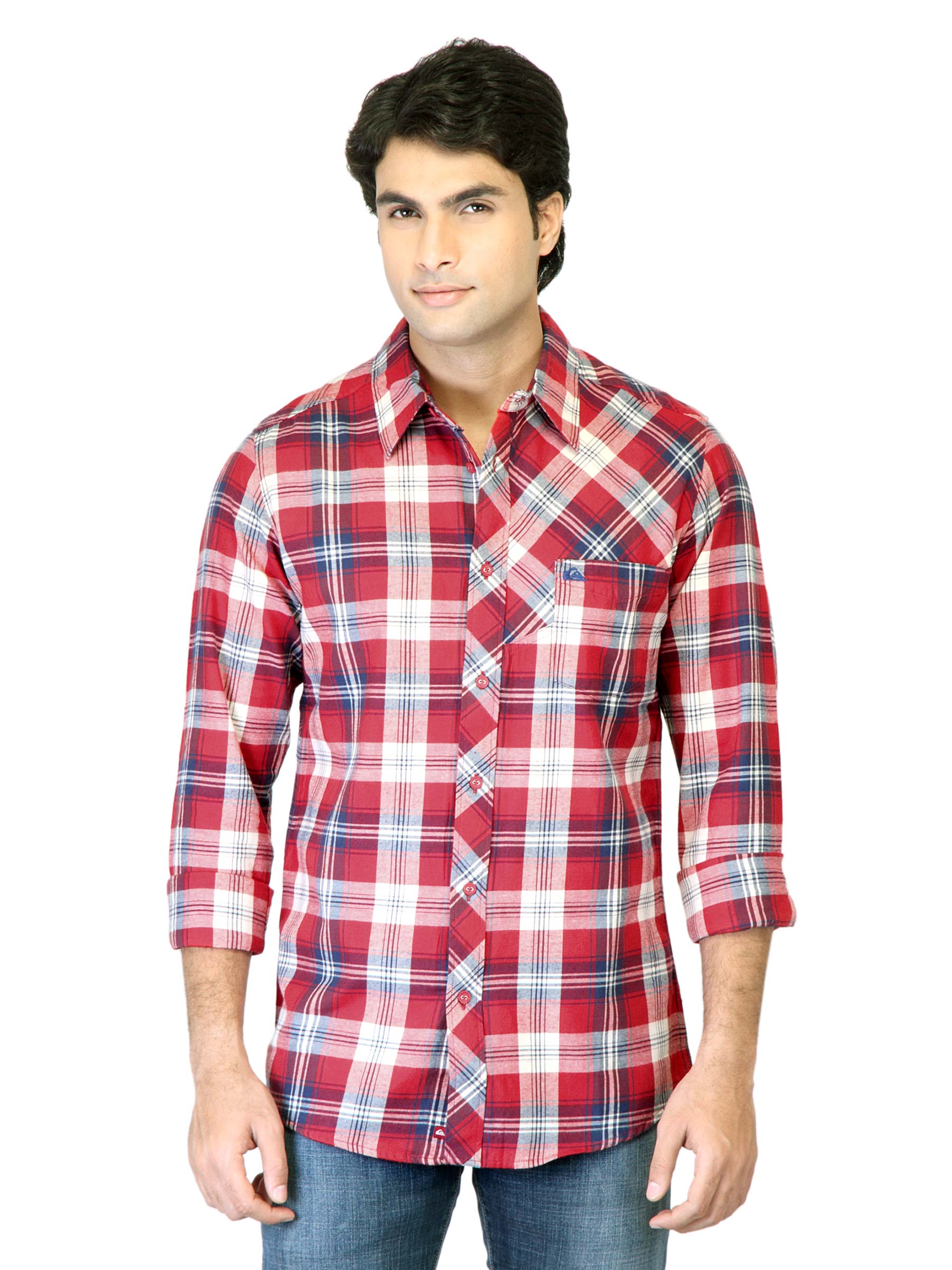 Quiksilver Men Red Check Shirt