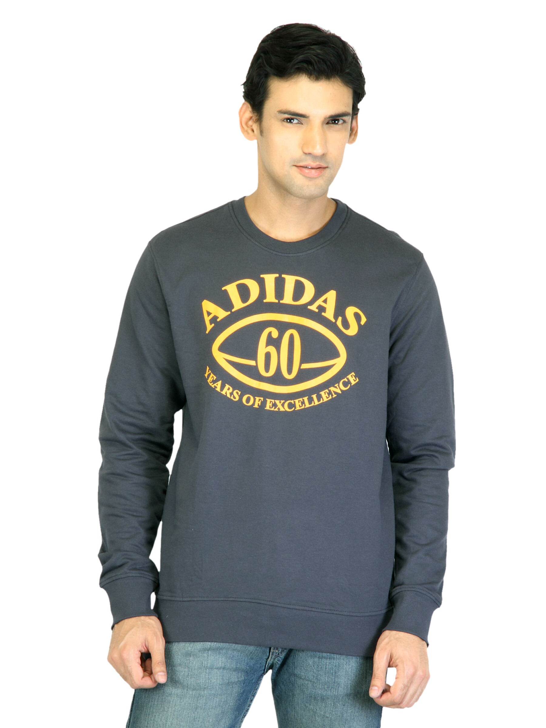 ADIDAS Men Printed Charcoal Sweatshirt