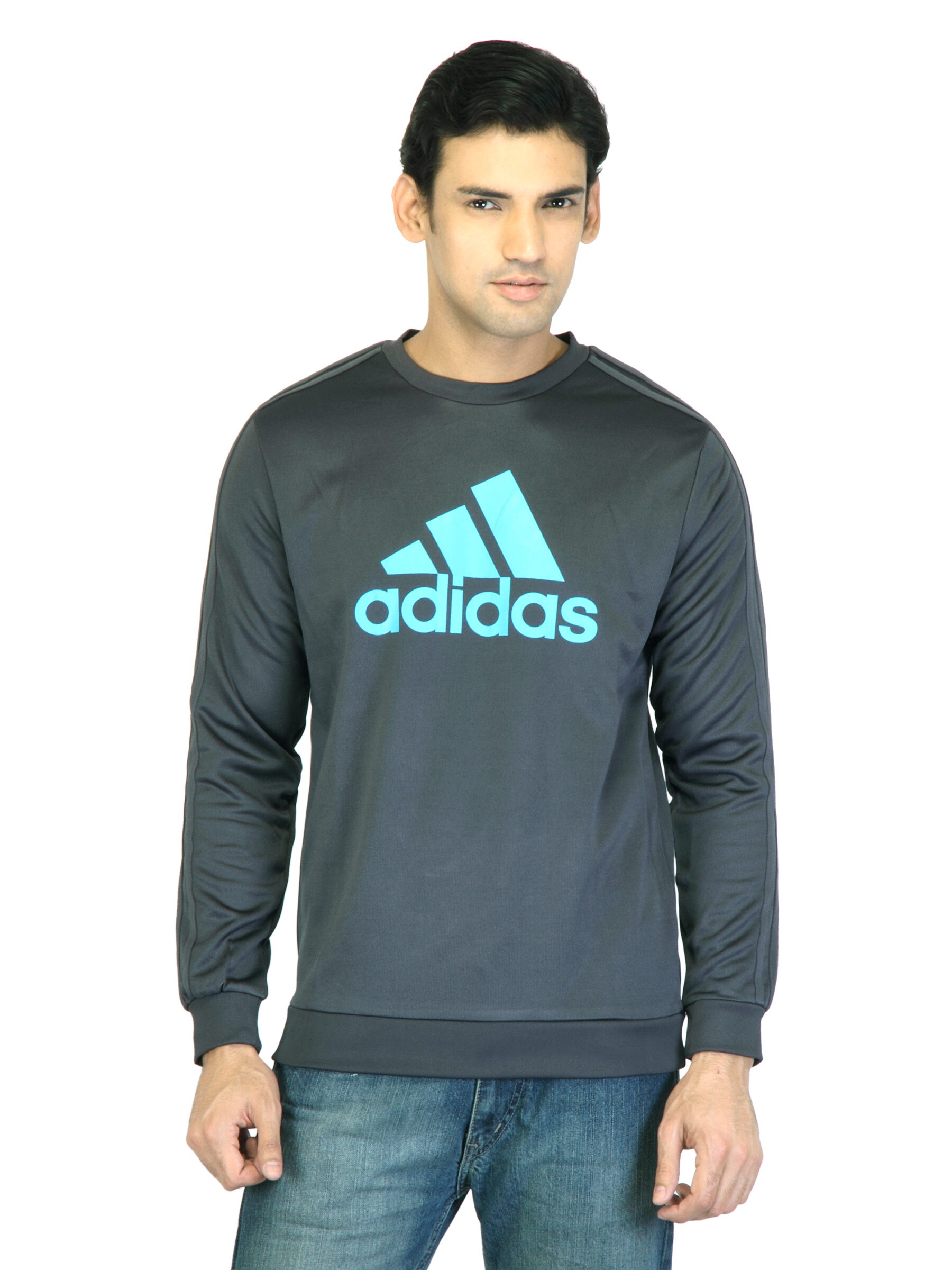 ADIDAS Men Grey Printed Sweatshirt
