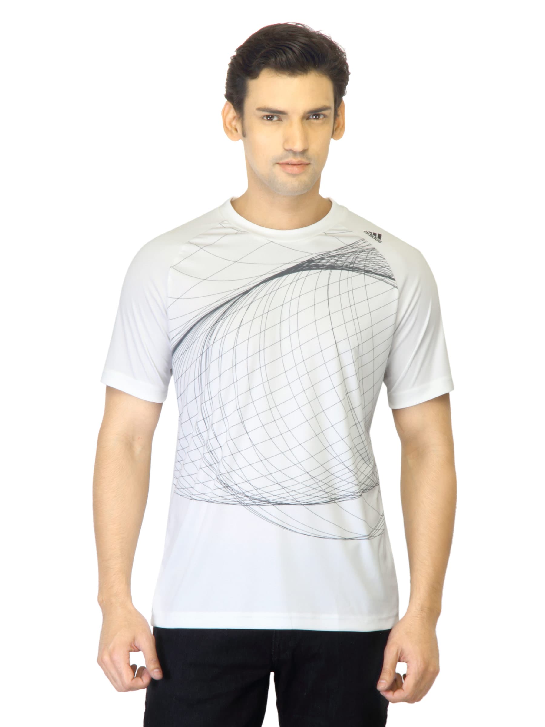 ADIDAS Men White Printed T-shirt