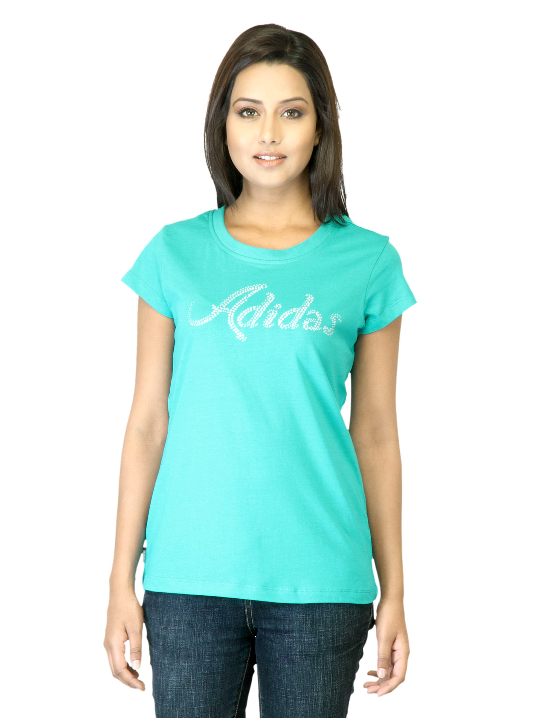 ADIDAS Women Green T-shirt