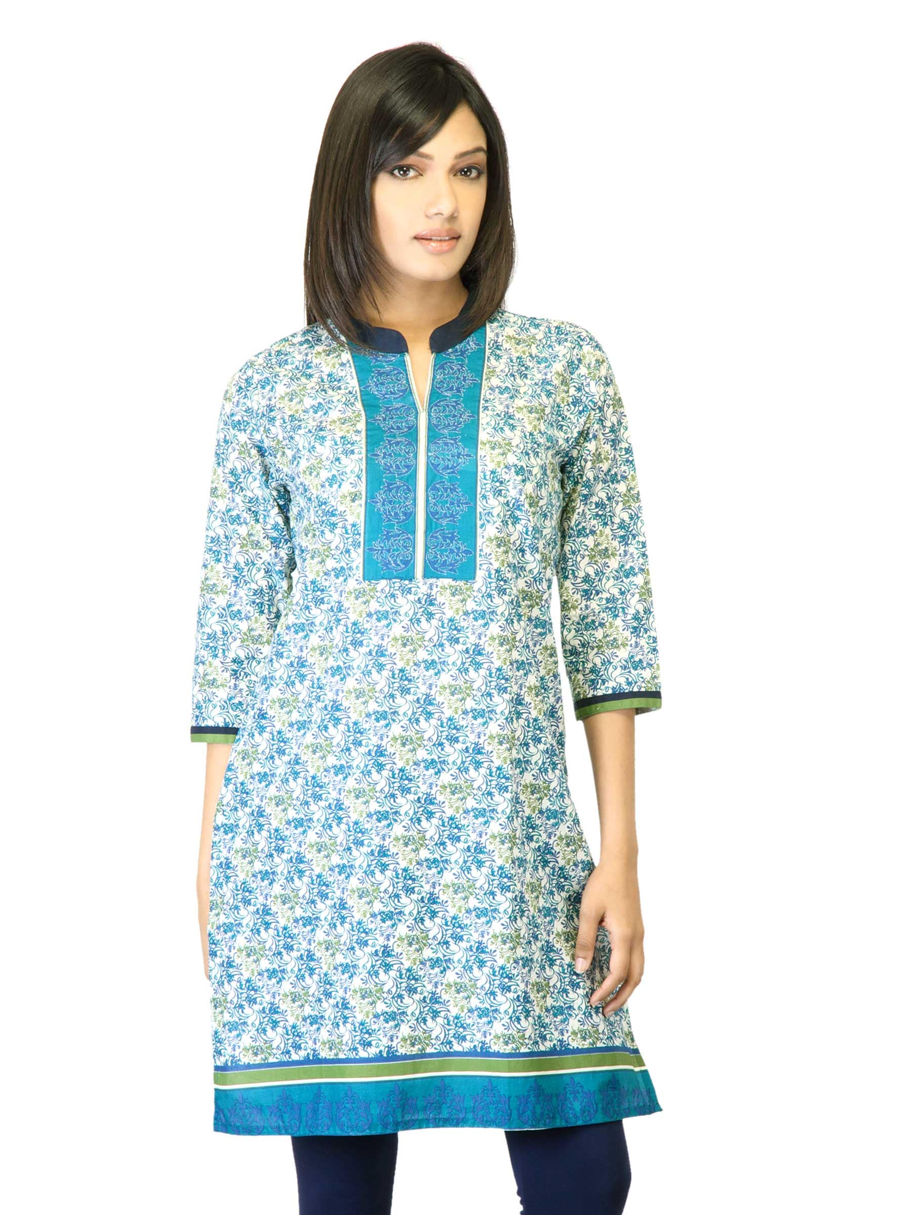 Folklore Women Blue Printed Kurta