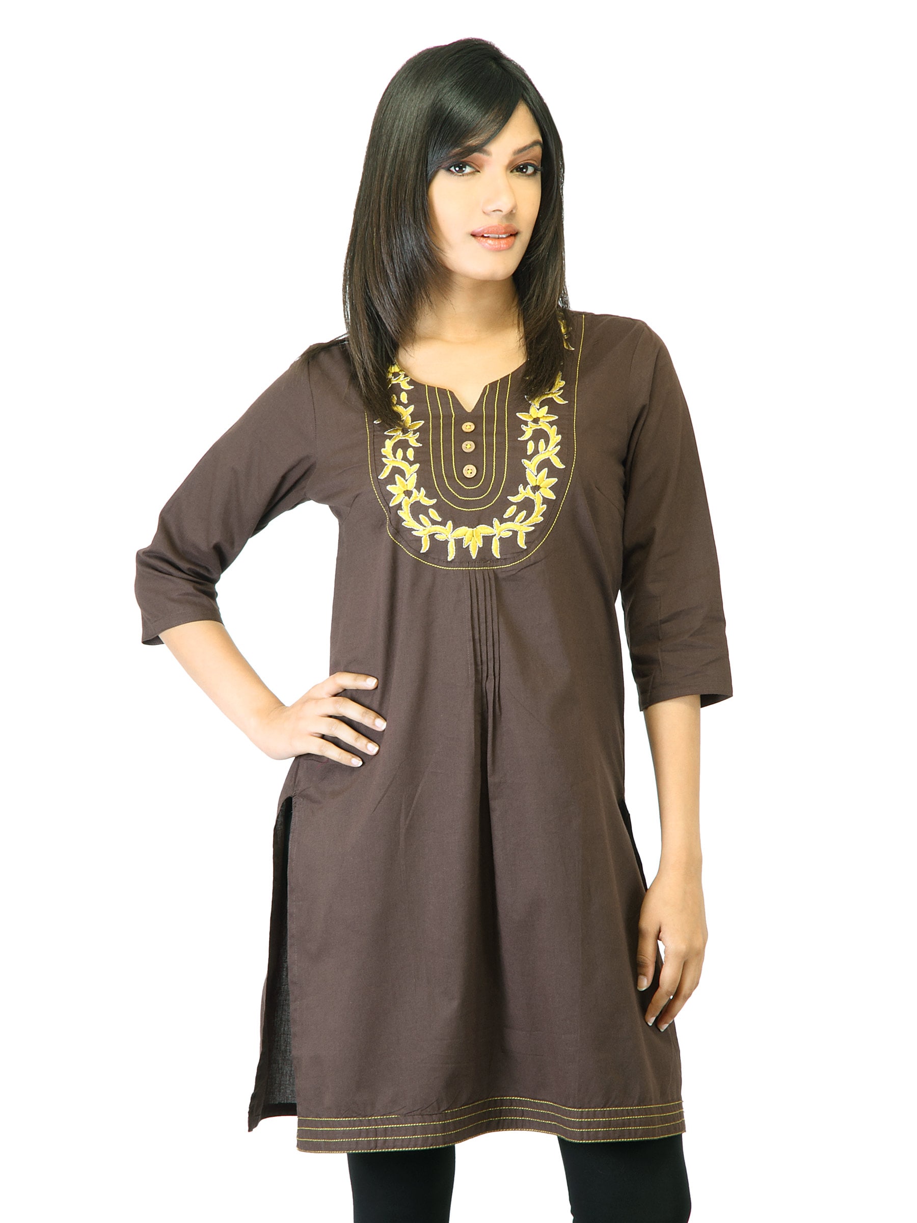 Folklore Women Brown  Kurta