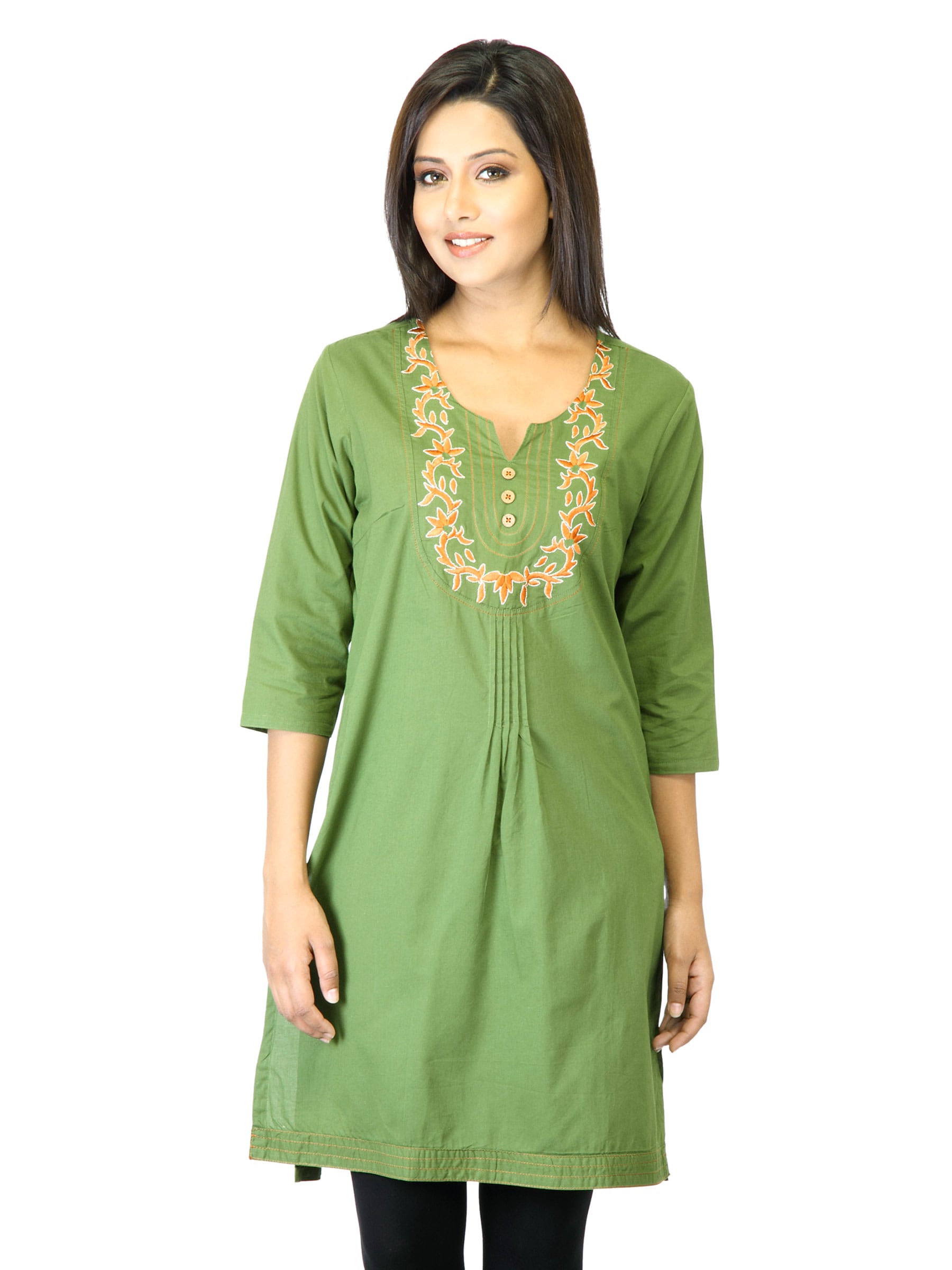 Folklore Women Green  Kurta