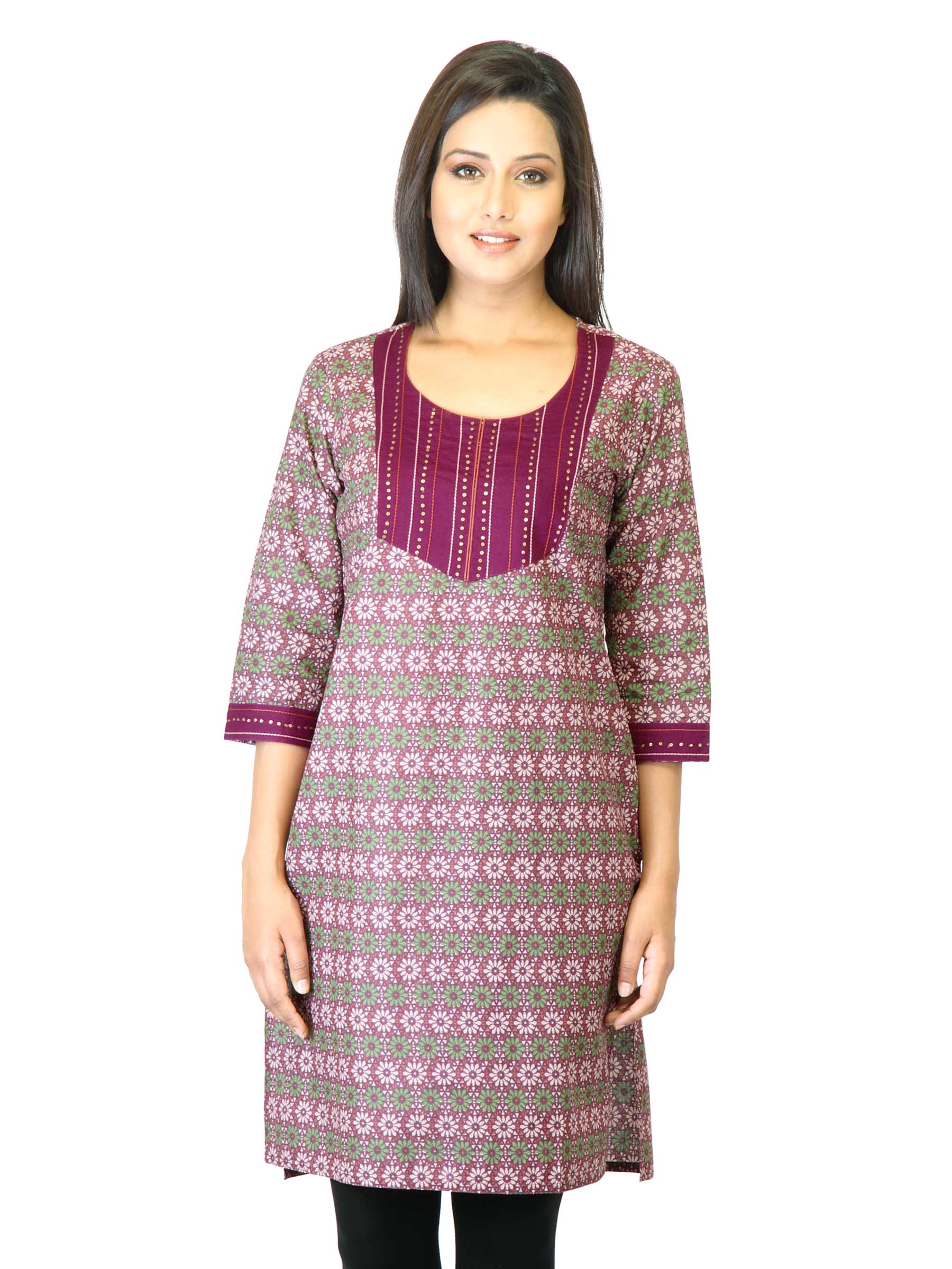 Folklore Women Purple Printed Kurta