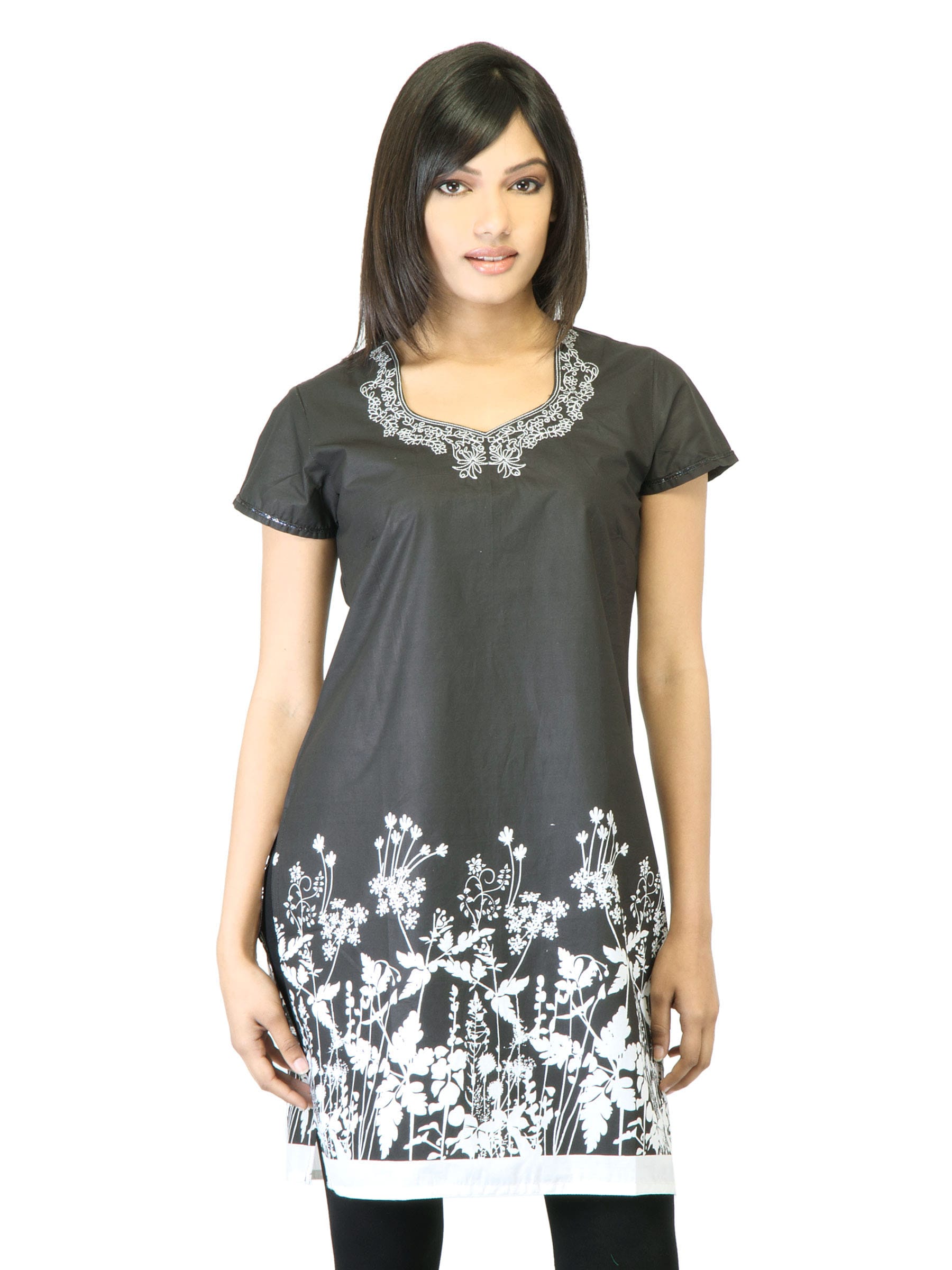 Folklore Women Black Printed Kurta