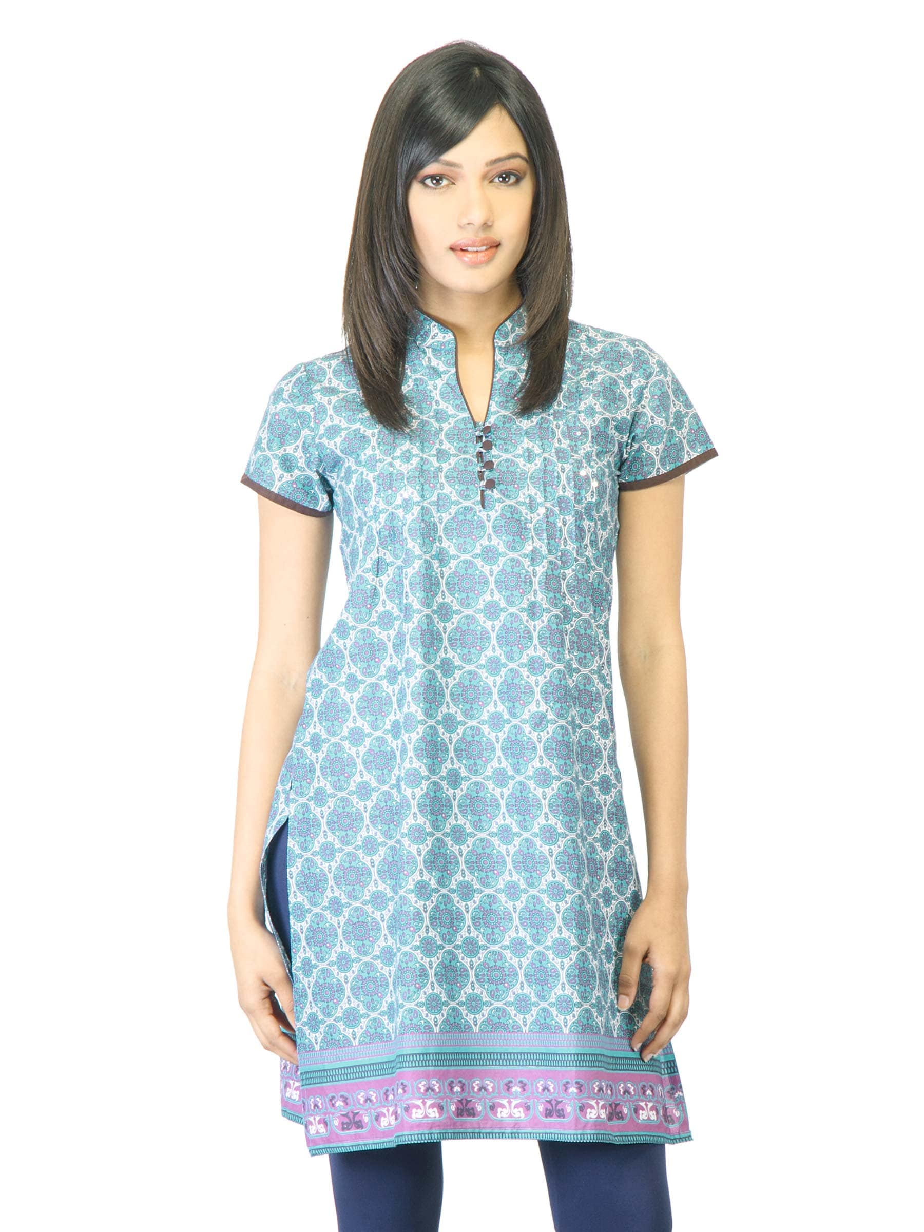 Folklore Women Blue Printed Kurta