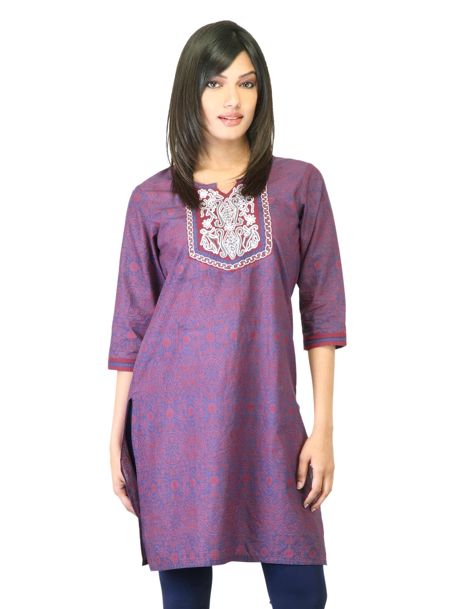 Folklore Women Purple Printed Kurta