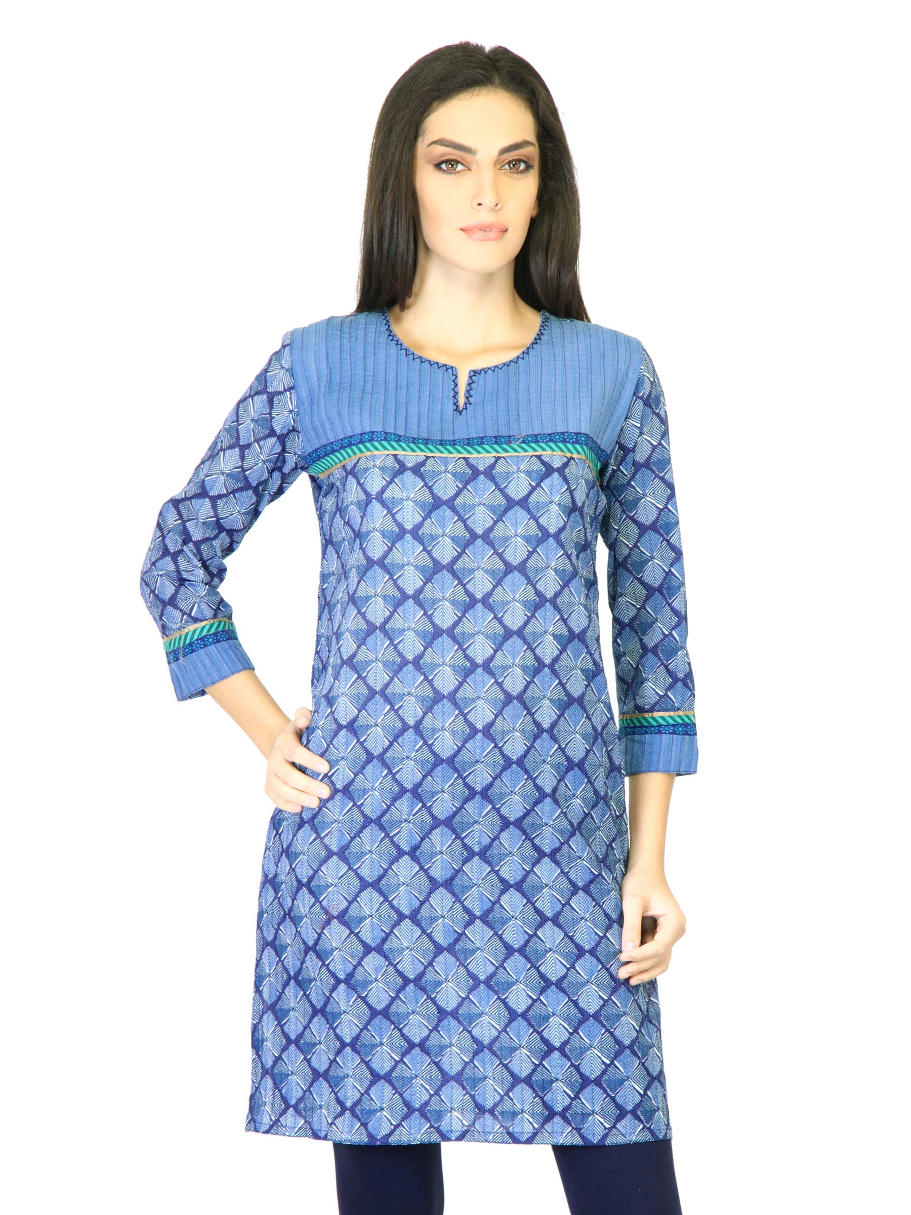 Mother Earth Women Blue Printed Kurta