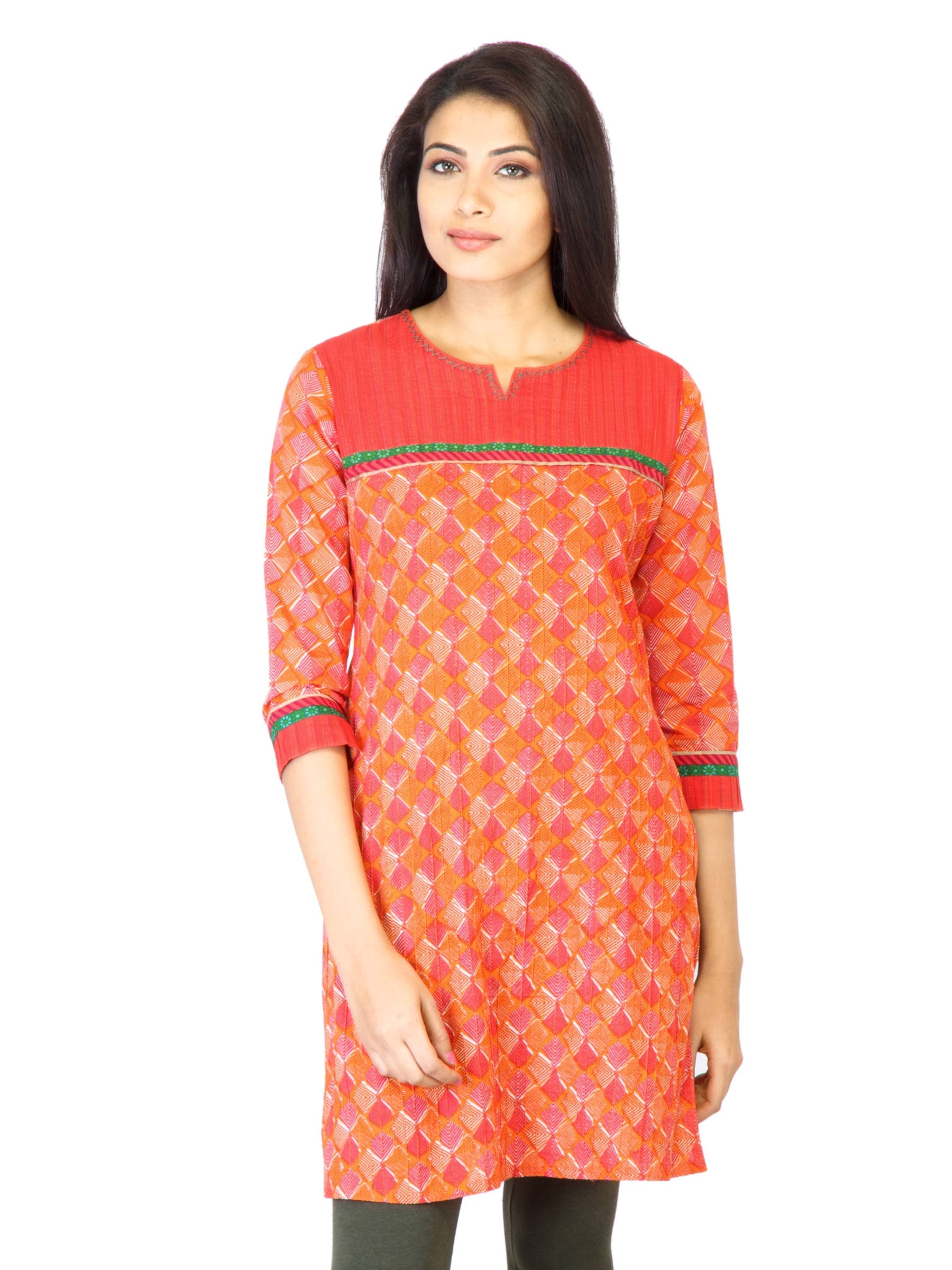 Mother Earth Women Orange Printed Kurta