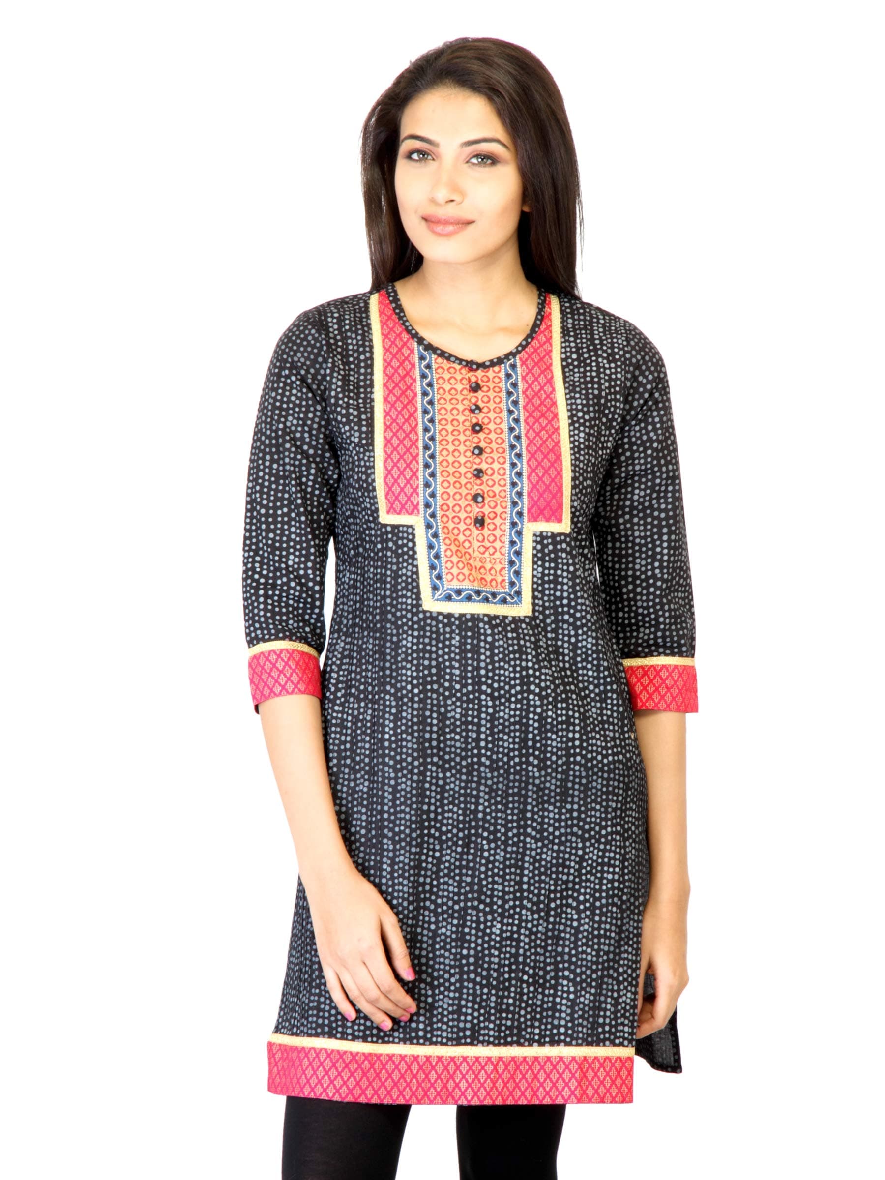 Mother Earth Women Black Printed Kurta