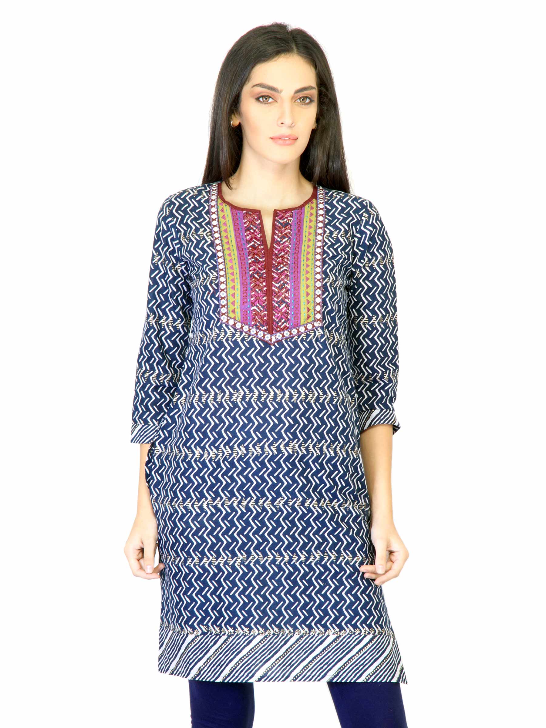 Mother Earth Women Blue Printed Kurta