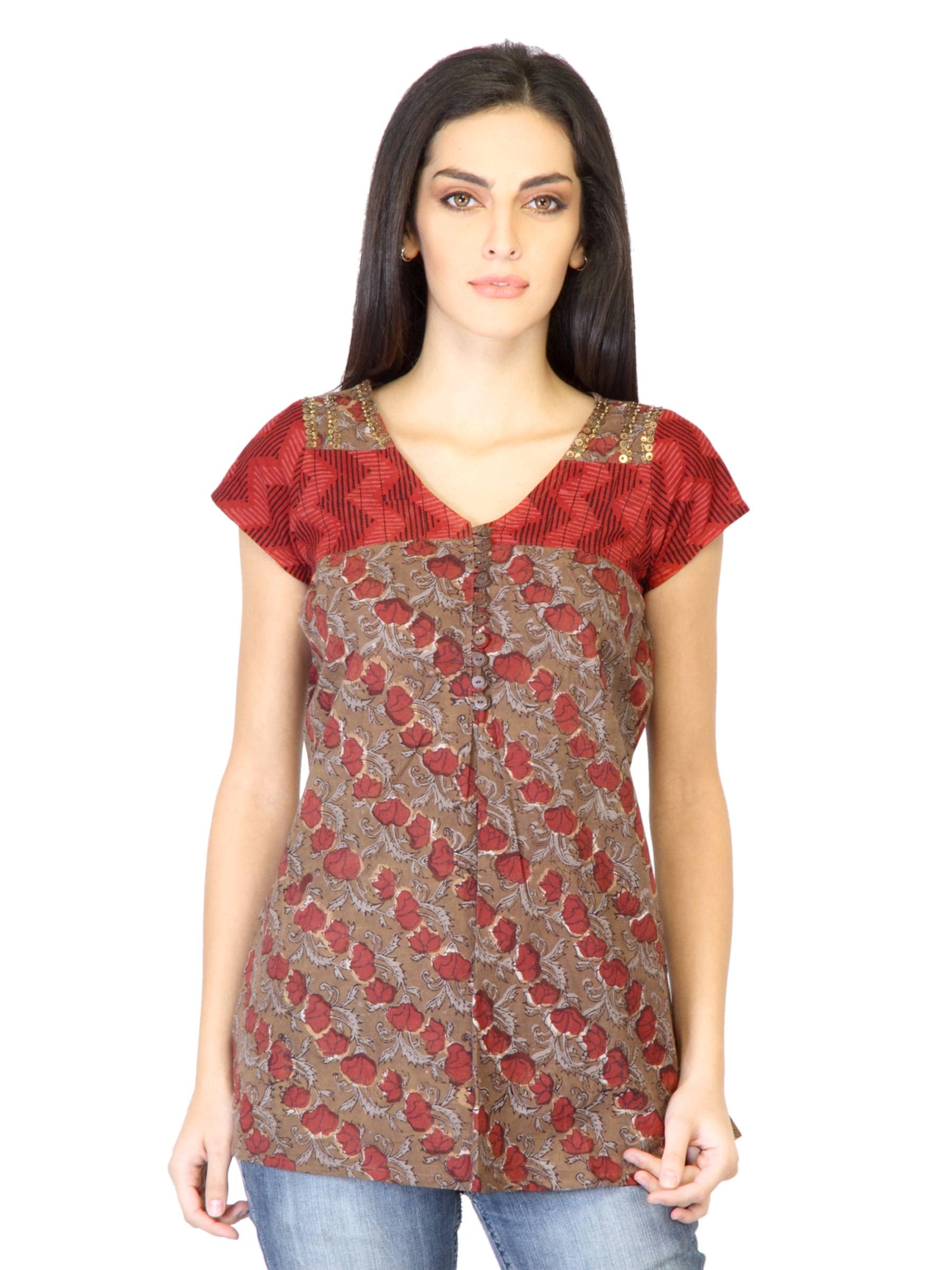 Mother Earth Women Brown Printed Top