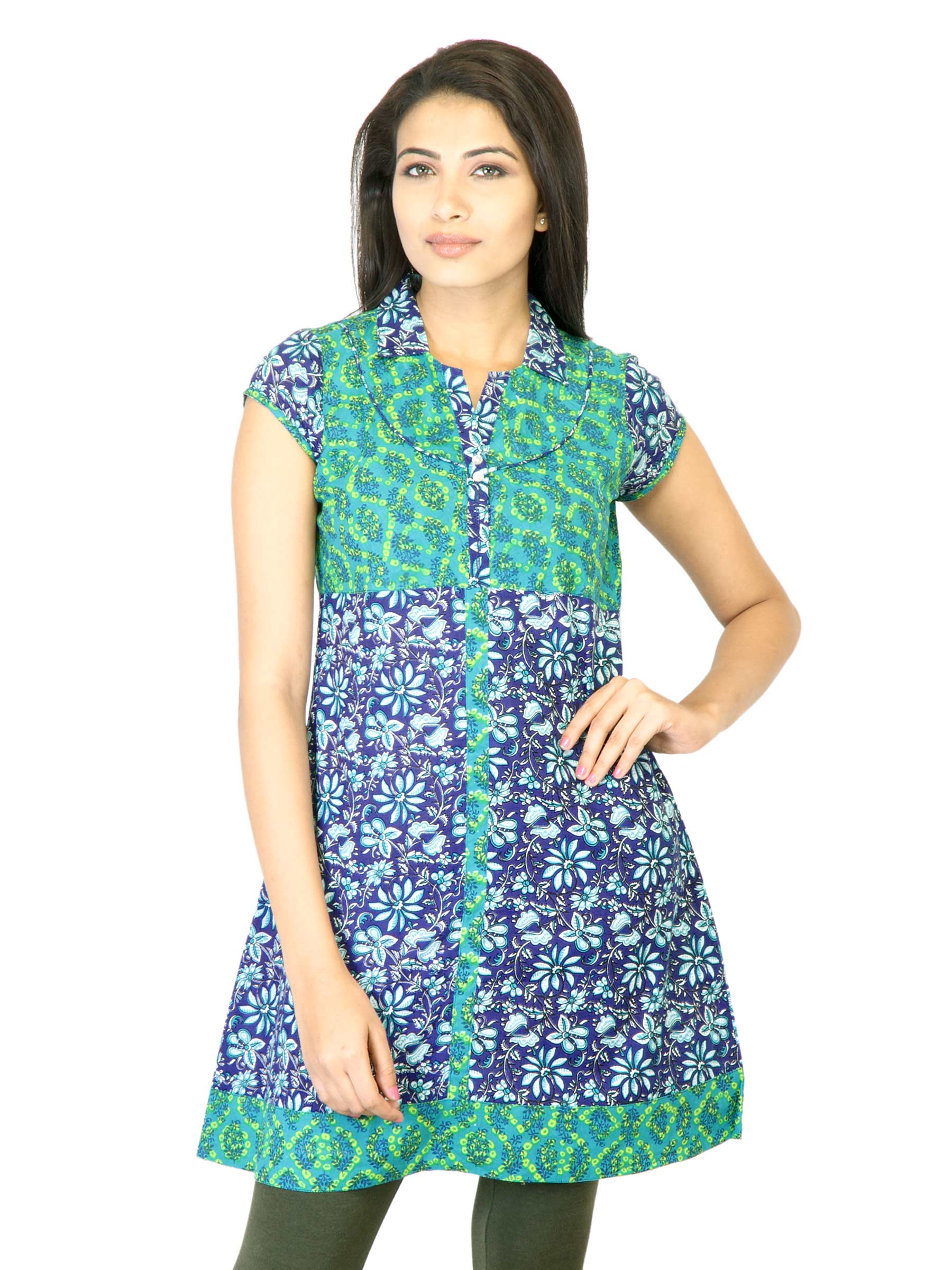 Mother Earth Women Blue Printed Kurta