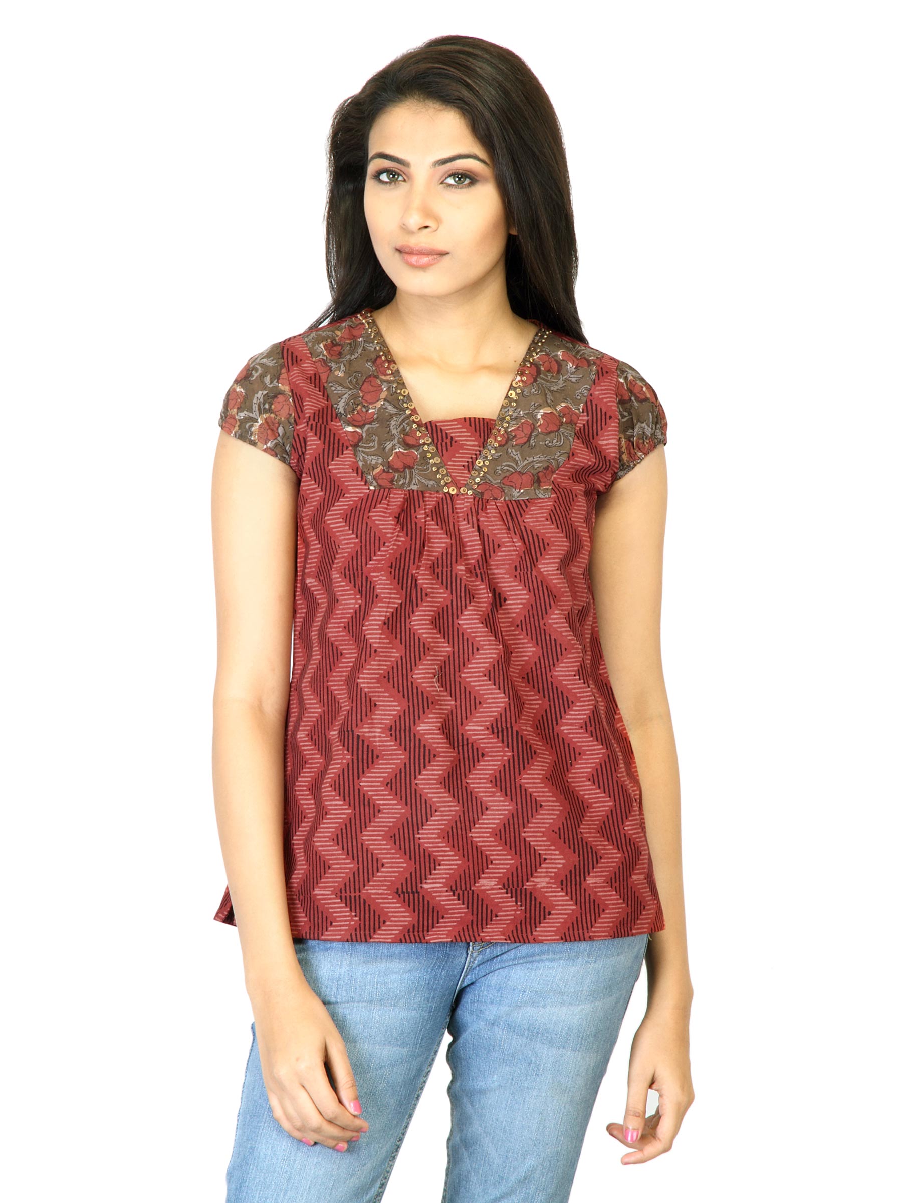 Mother Earth Women Red Printed Top