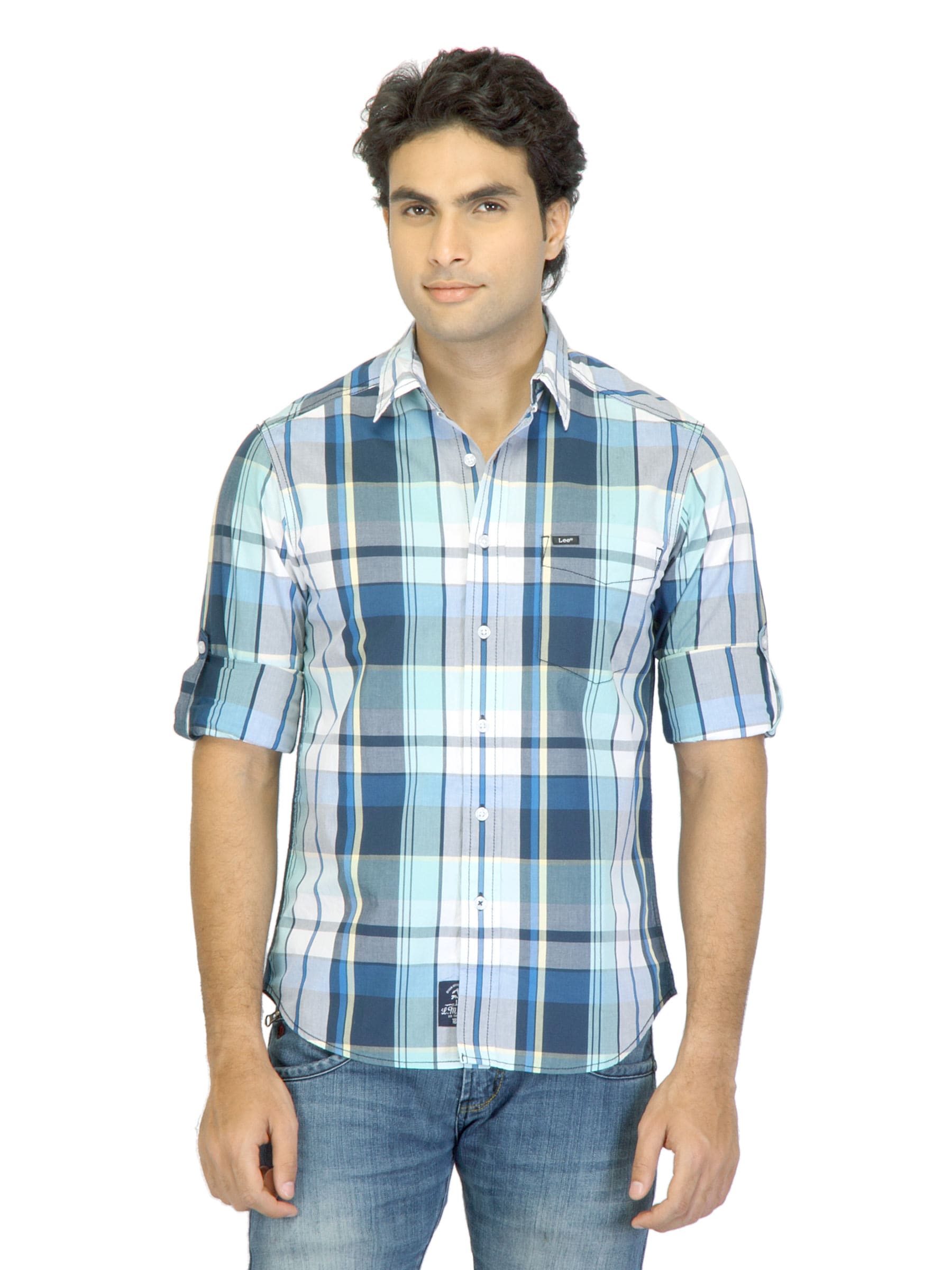 Lee Men Edward Navy Blue & White Check Shirt