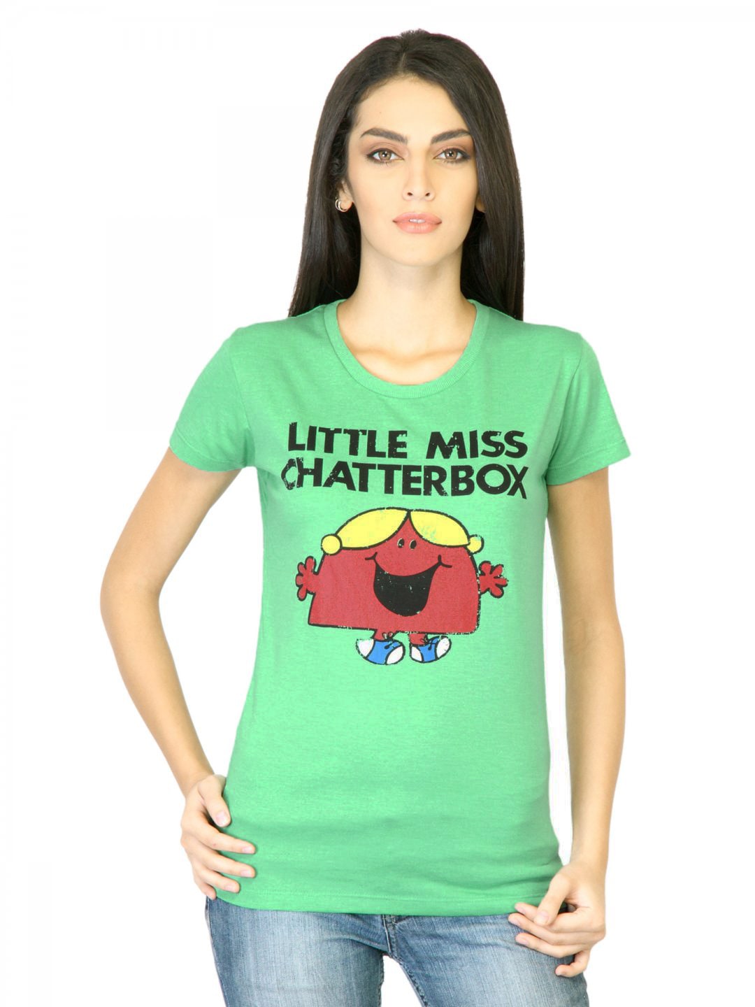 Little Miss Women Green Printed T-shirt