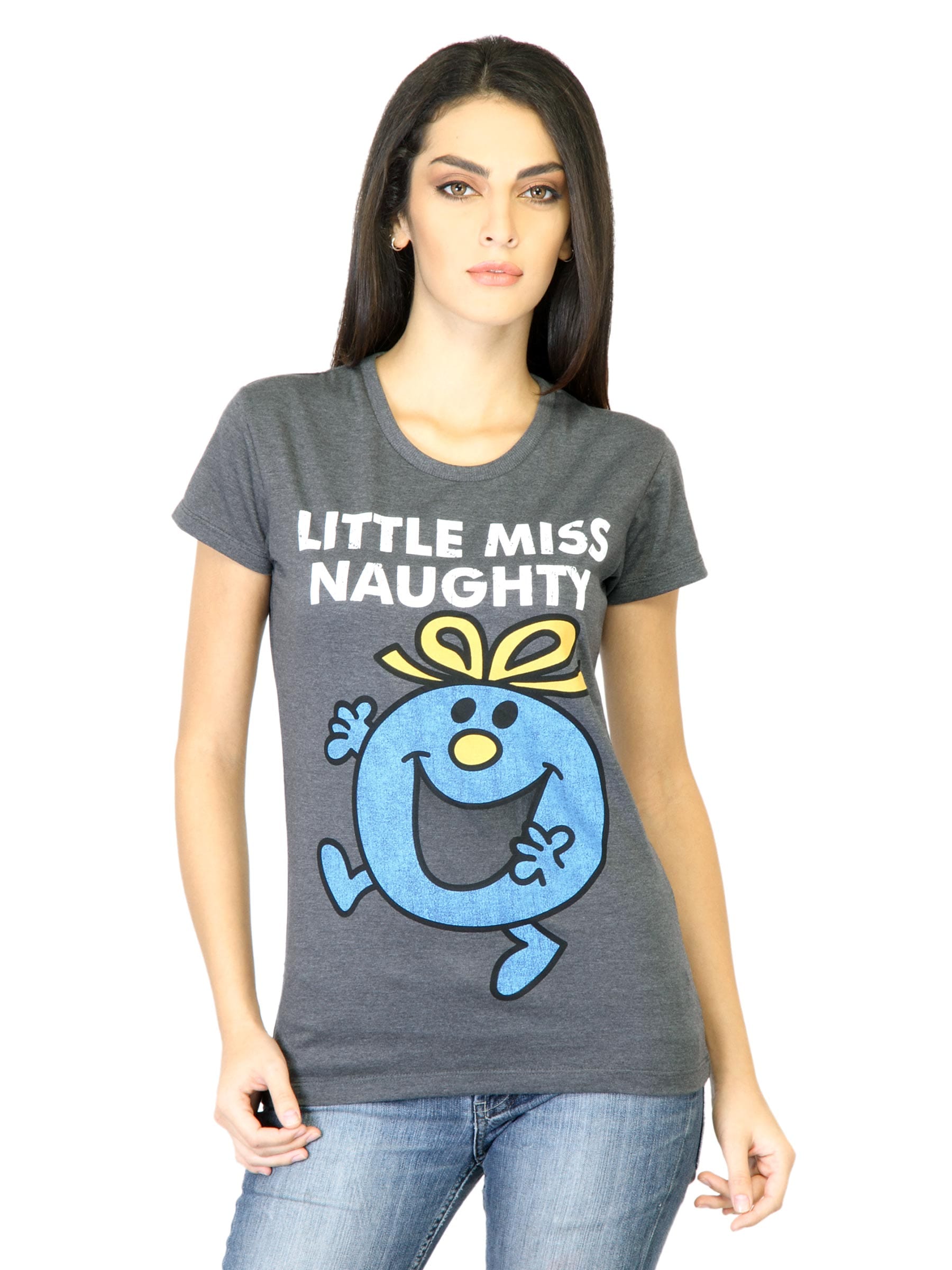 Little Miss Women Charcoal Printed T-shirt