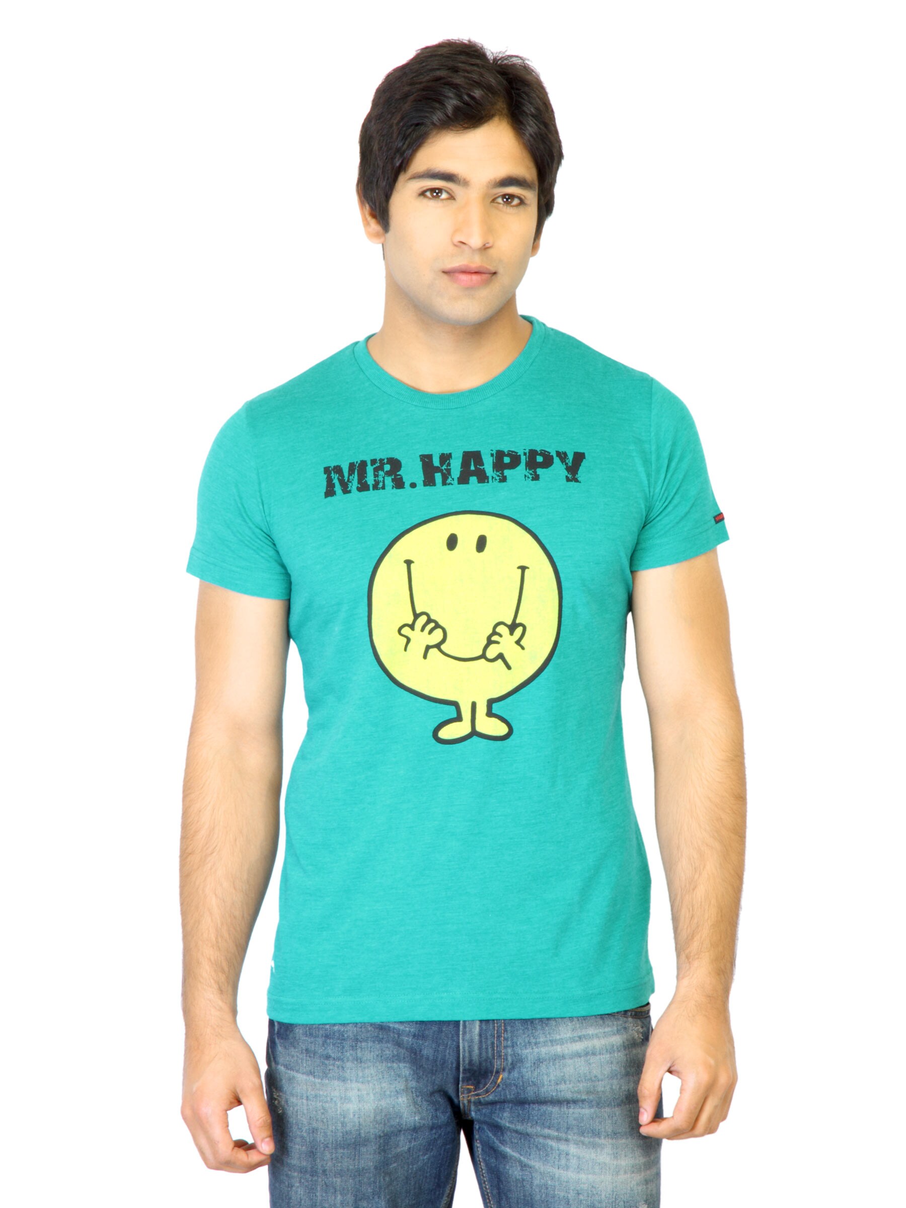 Mr. Men Men Turquoise Blue Printed T-shirt