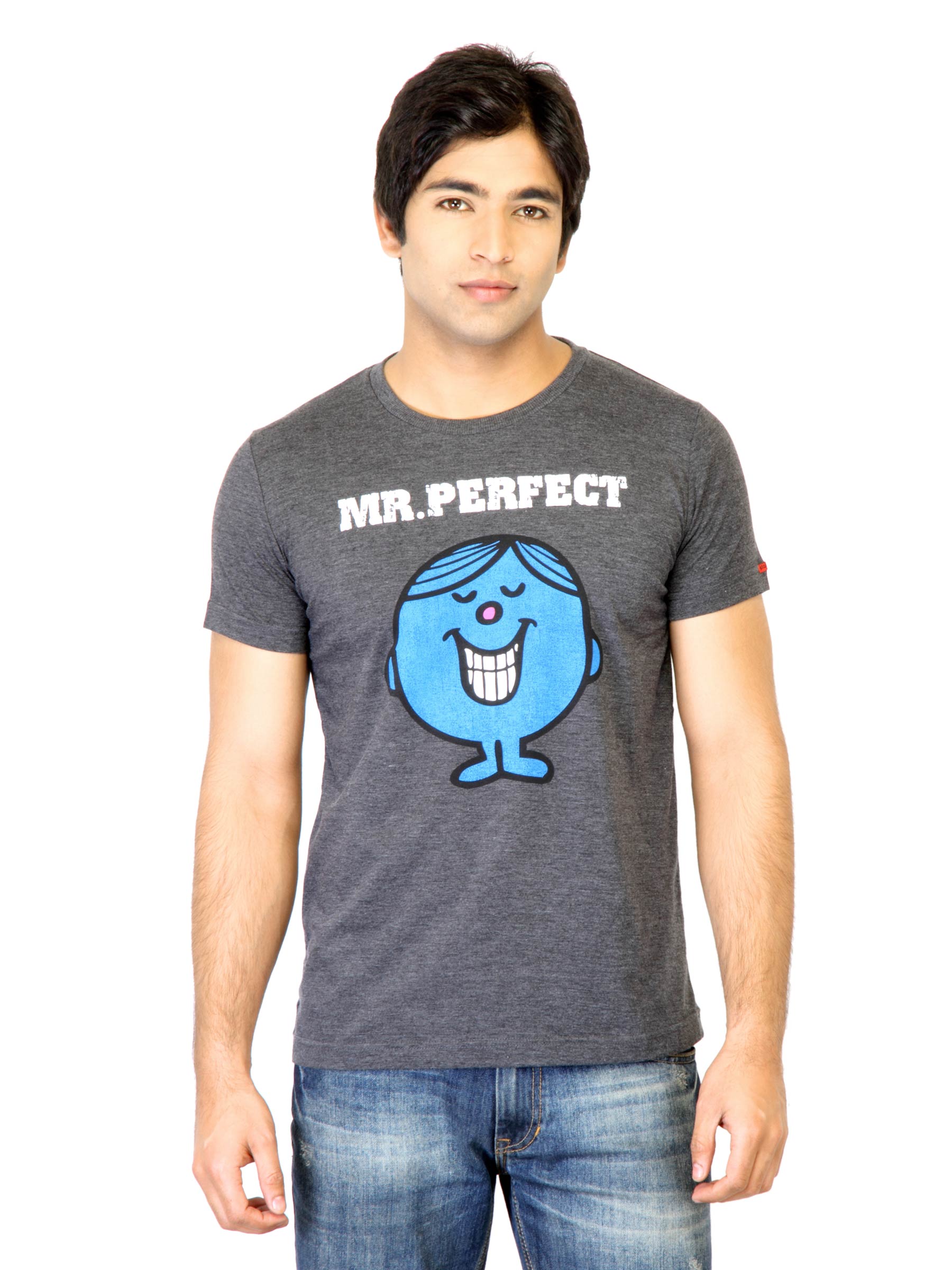 Mr. Men Men Charcoal Printed T-shirt