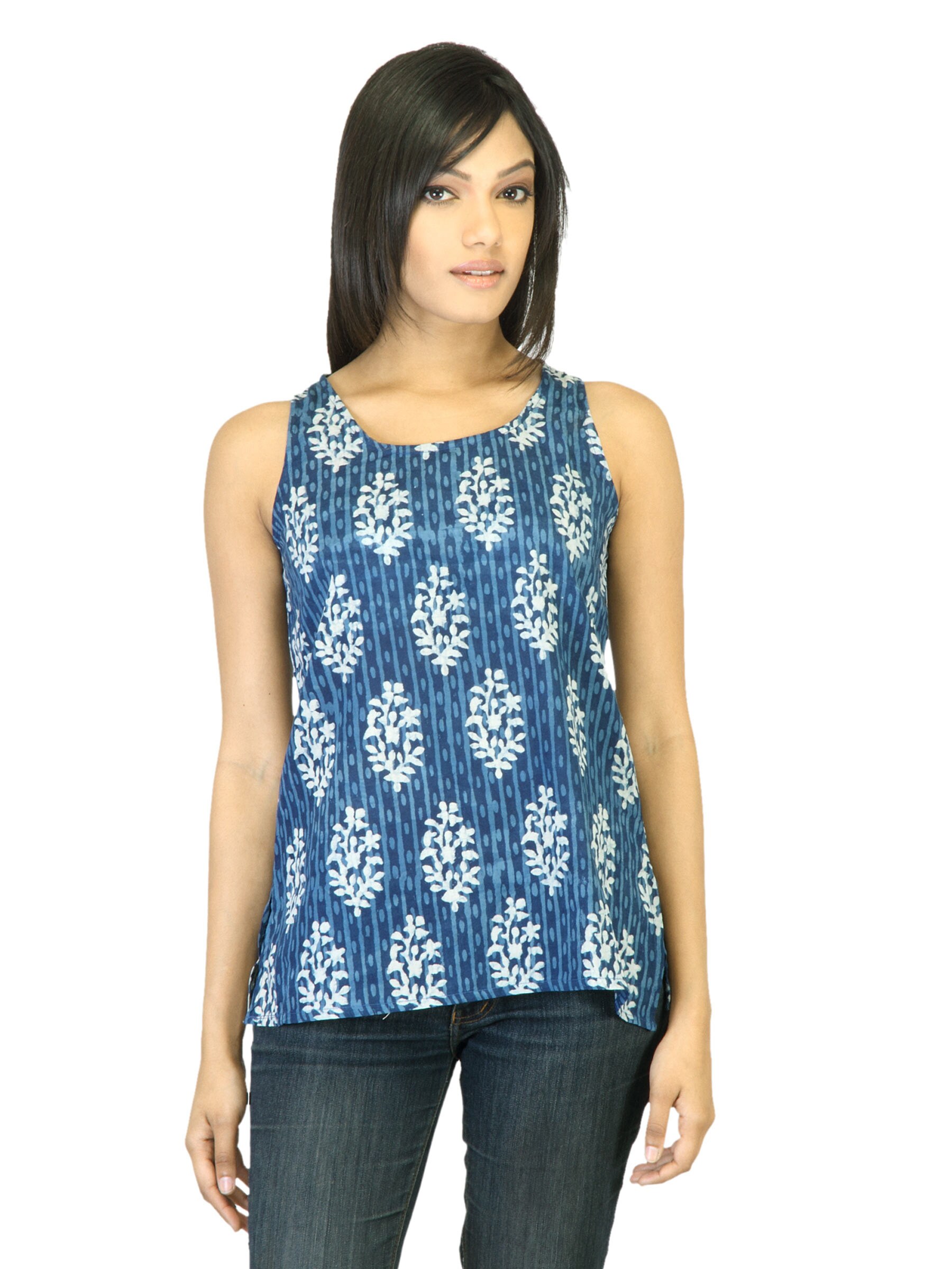 Mother Earth Women Printed Blue Top