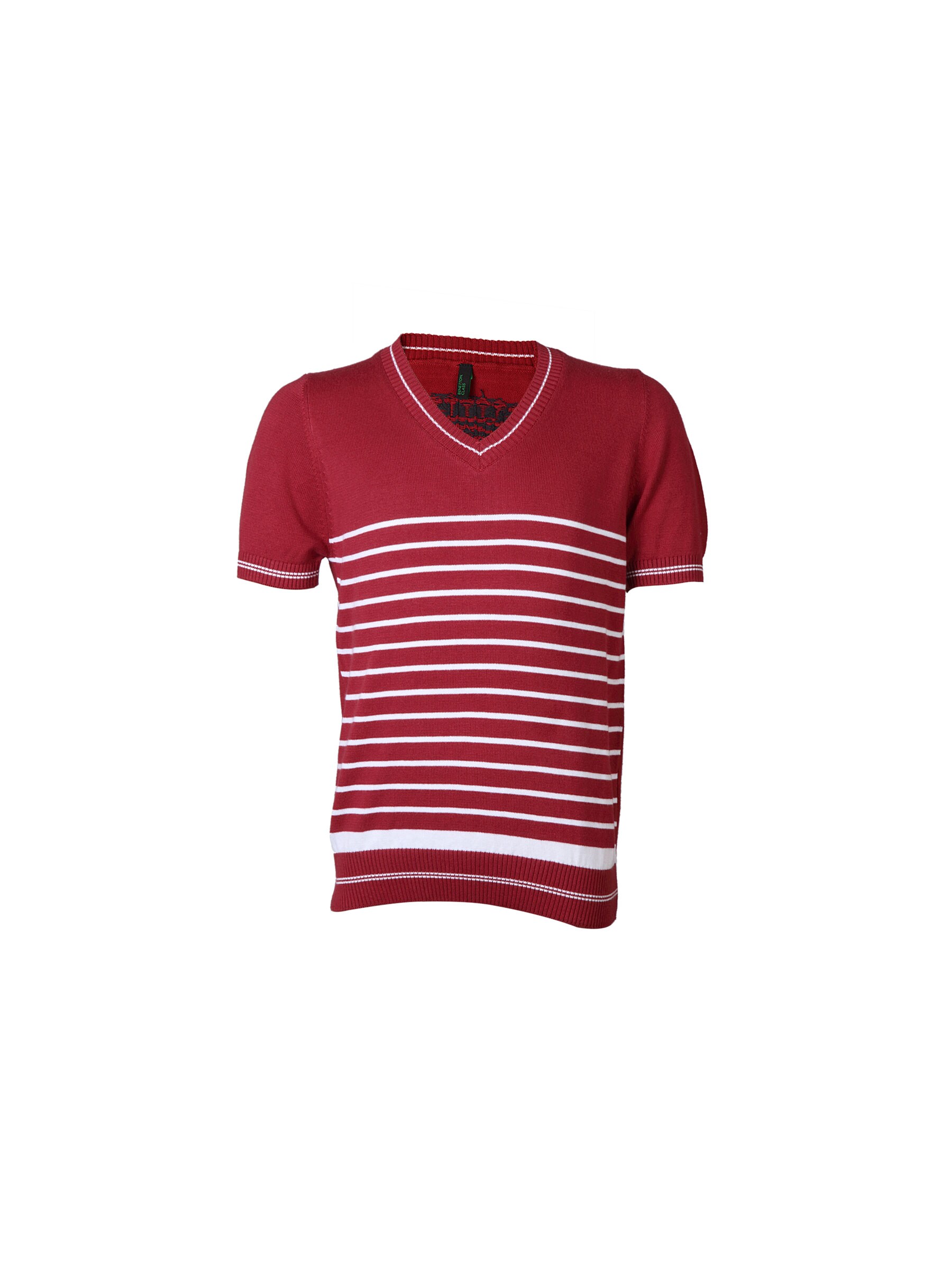 United Colors of Benetton Kids Boys Maroon Striped T-shirt