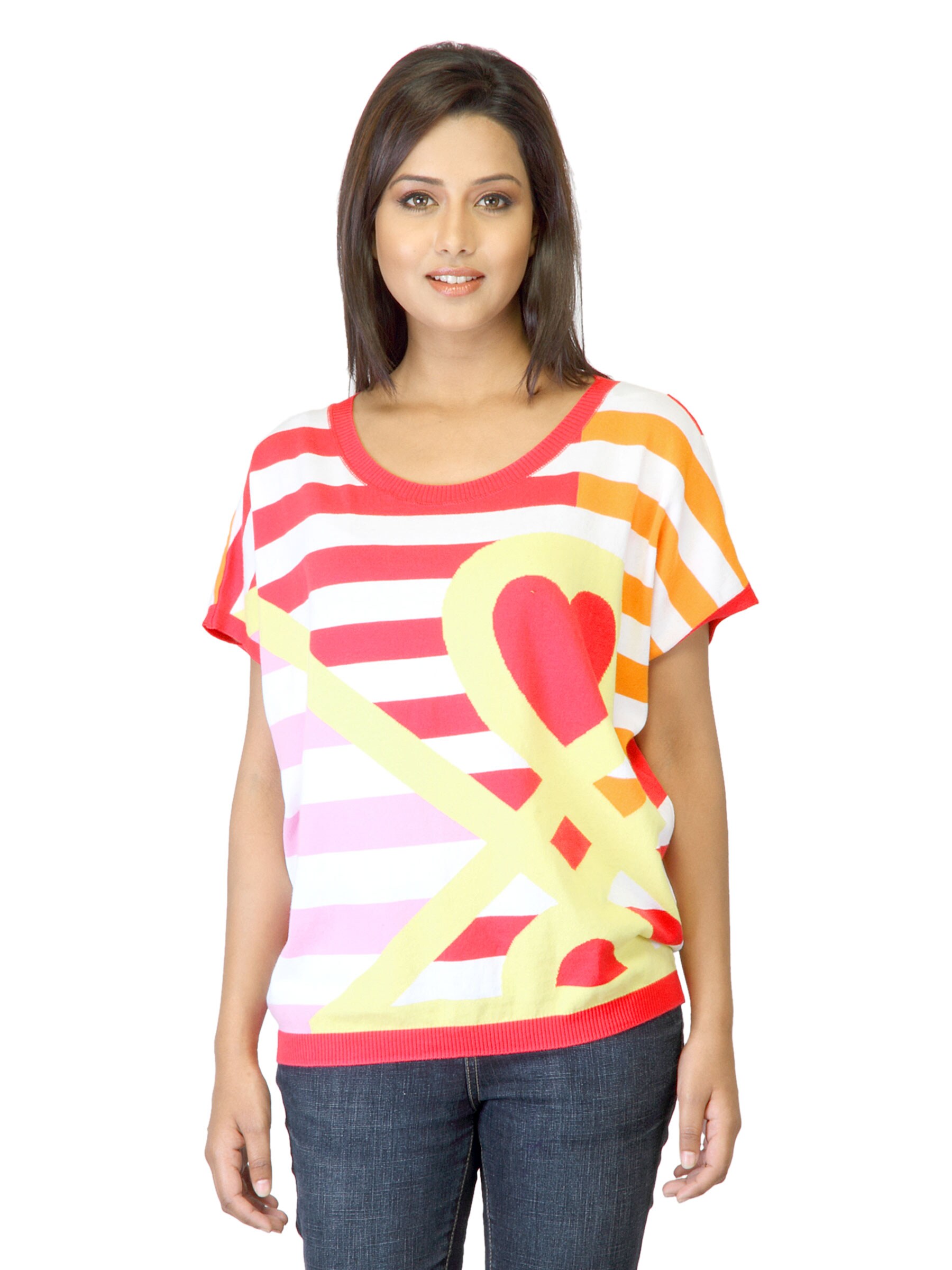 United Colors of Benetton Women Pink Striped Top