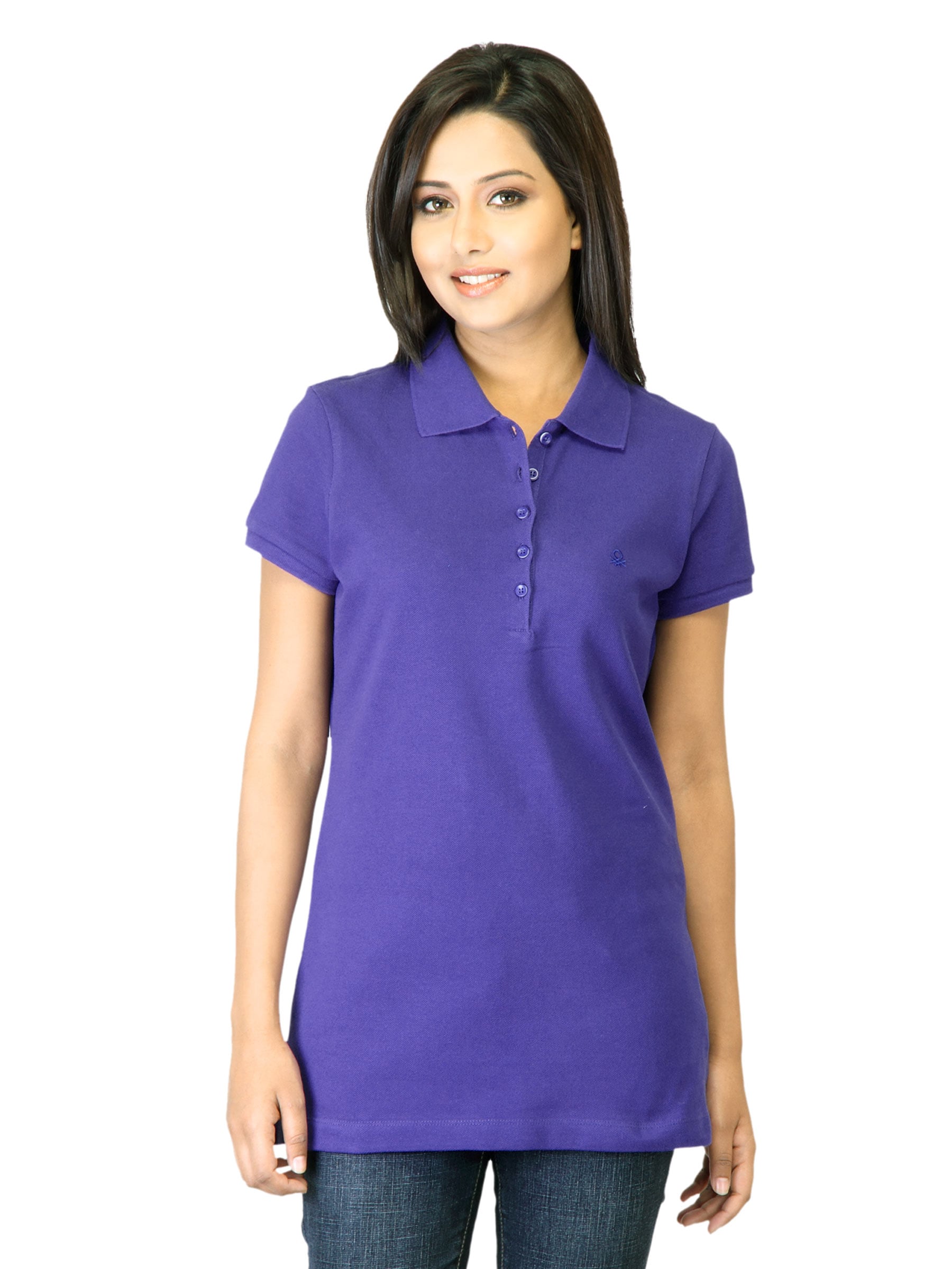 United Colors of Benetton Women Navy Blue Polo T-shirt
