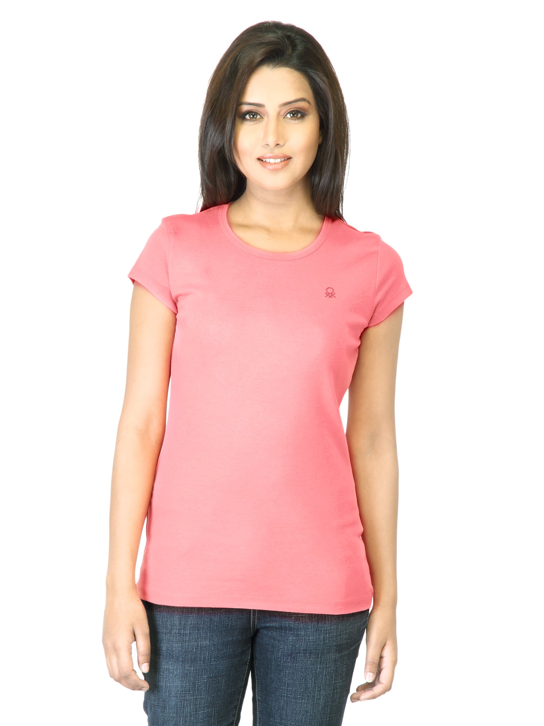 United Colors of Benetton Women Peach T-shirt