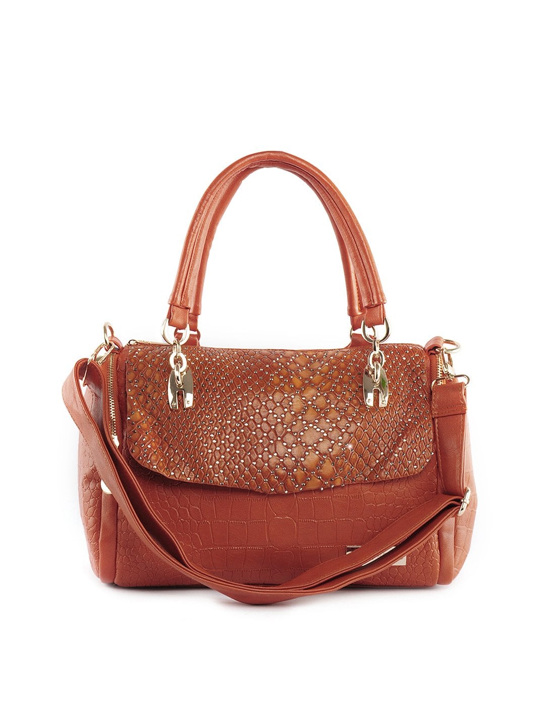 Lino Perros Women Leatherite Orange Handbag